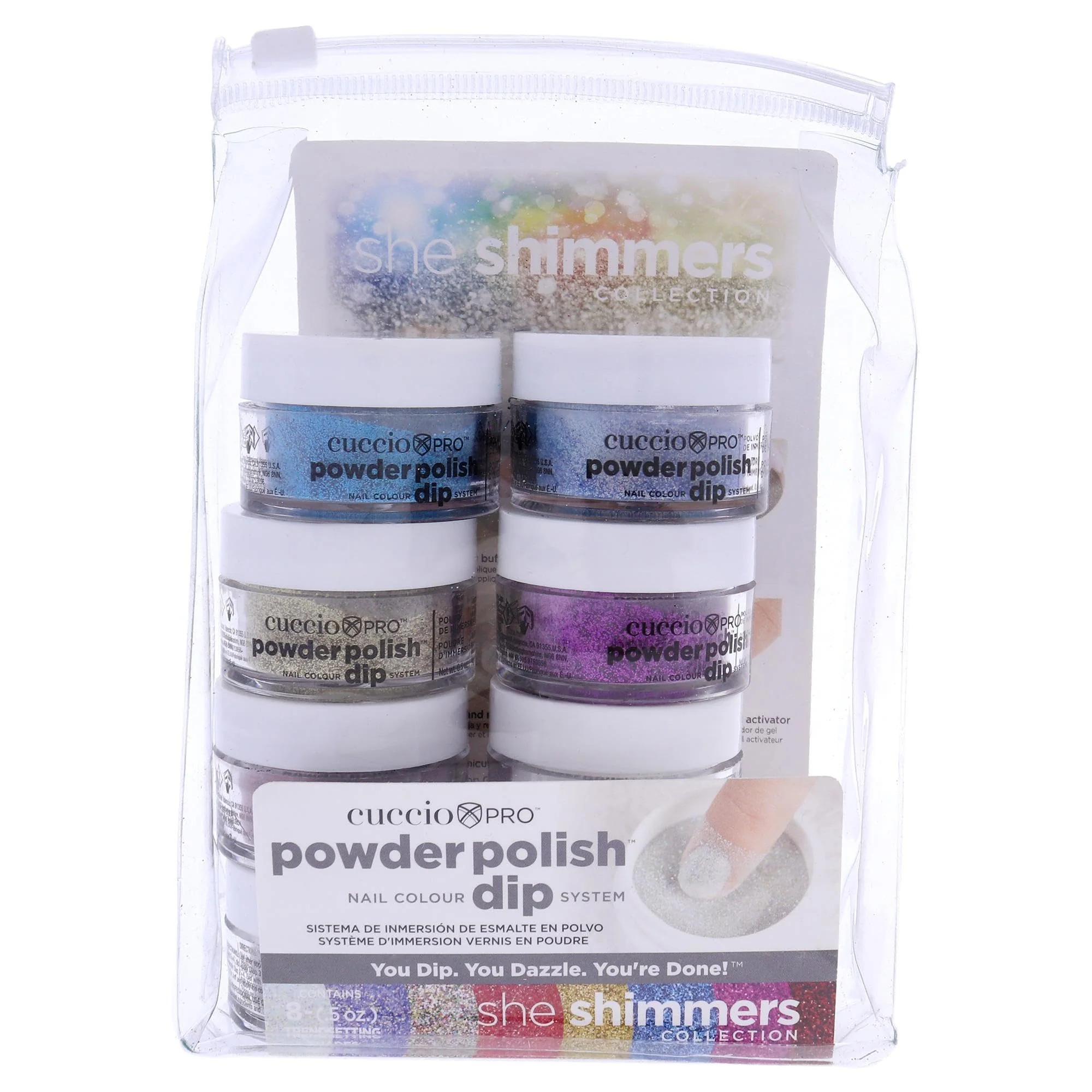 Natural Cuccio Pro Powder Polish Nail Colour Dip System - She Shimmer 8 X 0.5 Oz 8count Superior