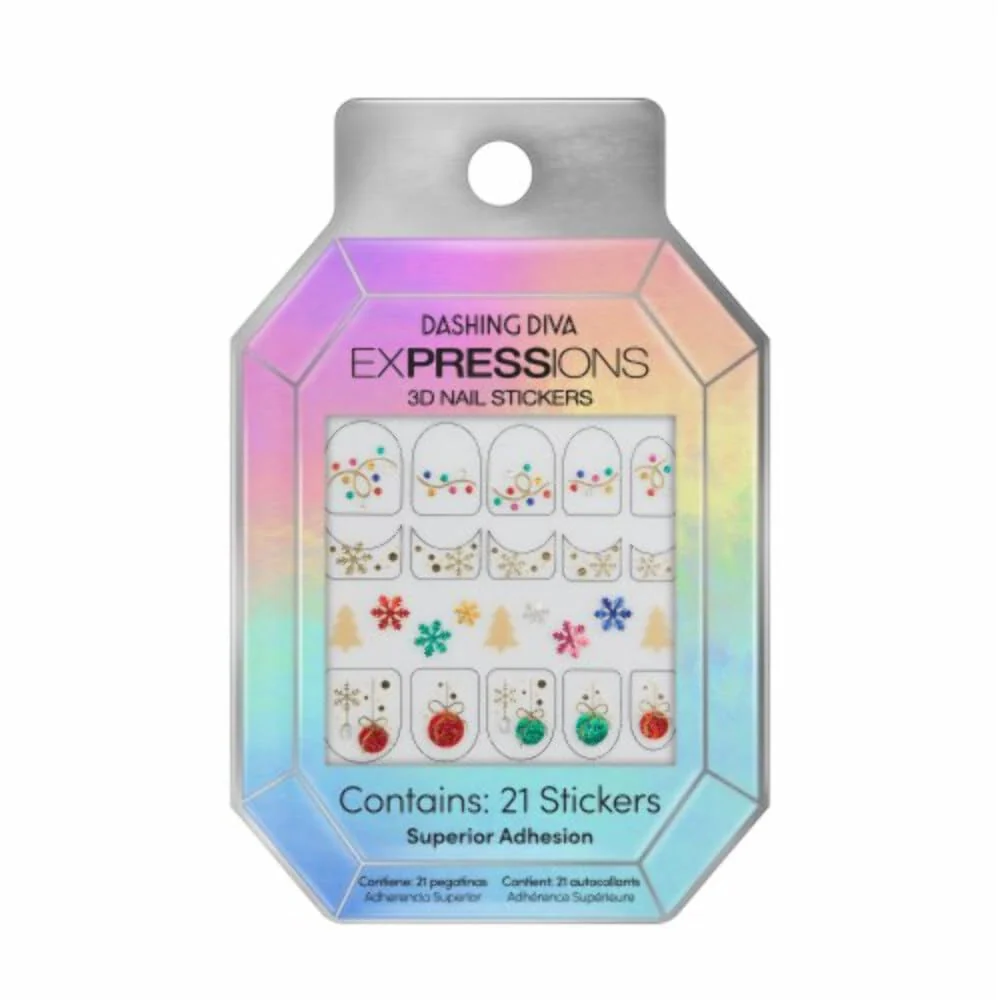 Luxury Dashing Diva Expressions 3D Nail Stickers - Holiday Extravaganza Easy Application Long-Lasting Durable for DIY Nail Art Artisan