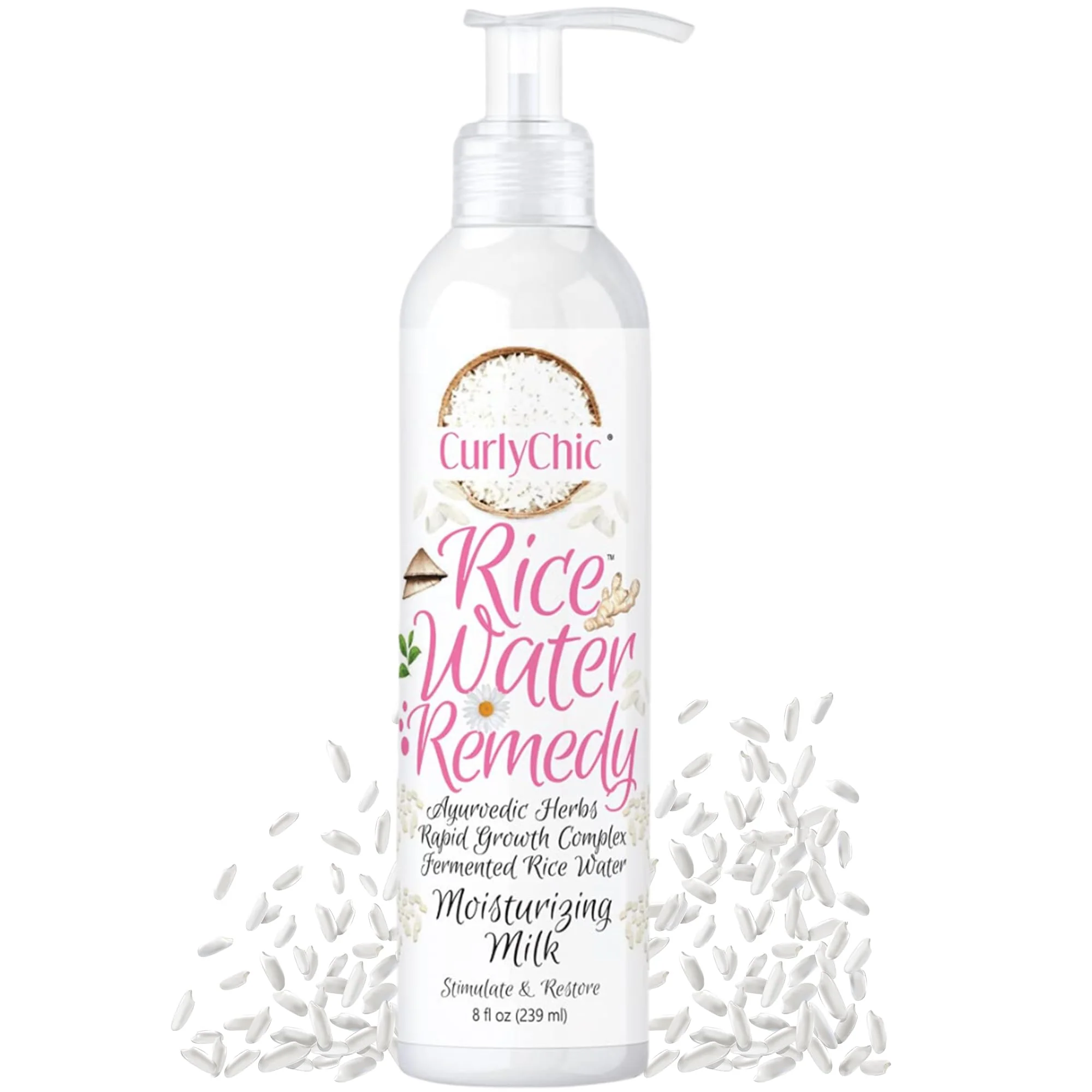 Sophisticated Curly Chic Rice Water Remedy Moisturizing Hair Milk - Hydrates Detangles Revives Dry Hair - Ayurvedic Herbs Fermented Rice Water for Rapid Growth Flexible