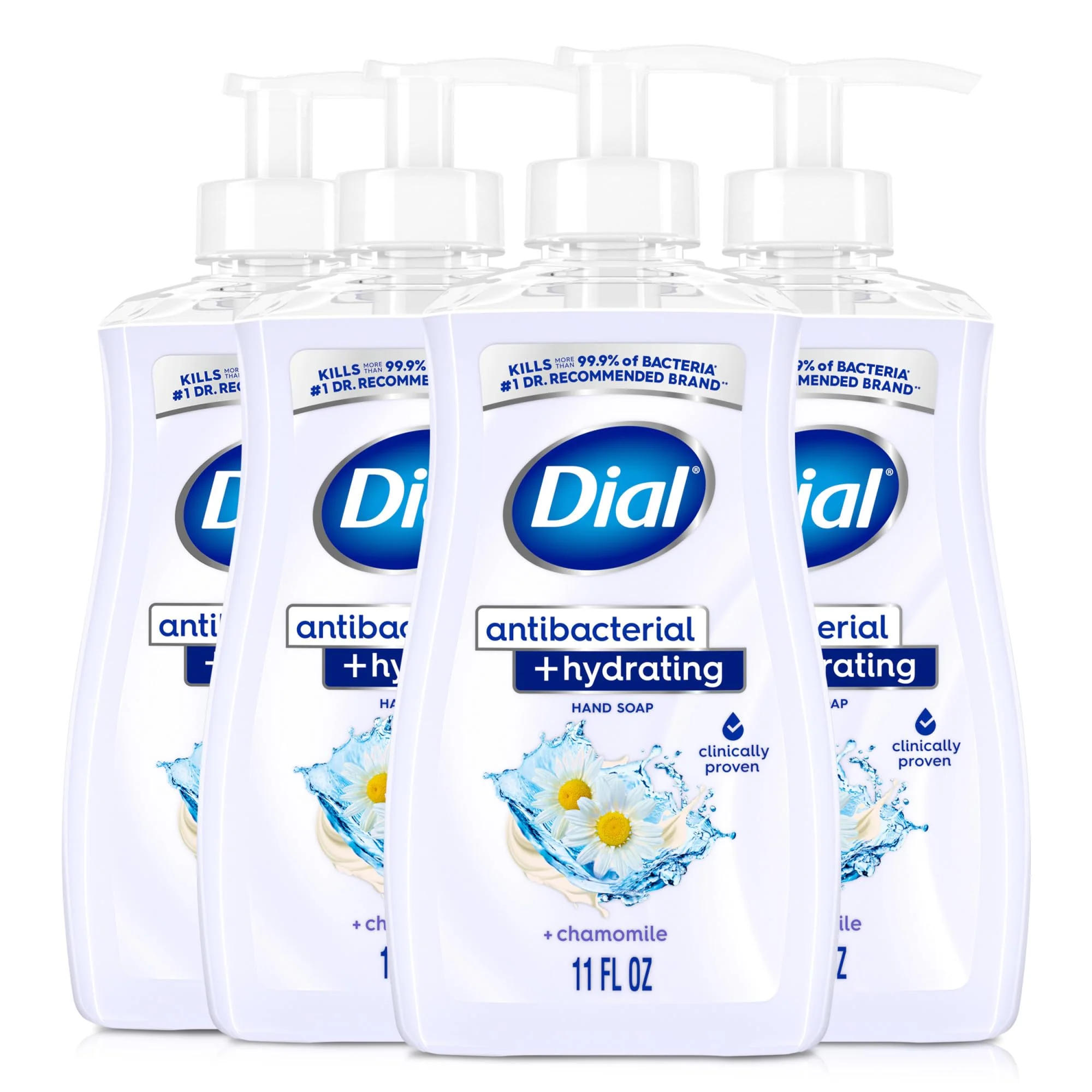 High-Performance Dial Antibacterial Plus Hydrating Chamomile Liquid Hand Soap 11oz Pack of 4 Recyclable