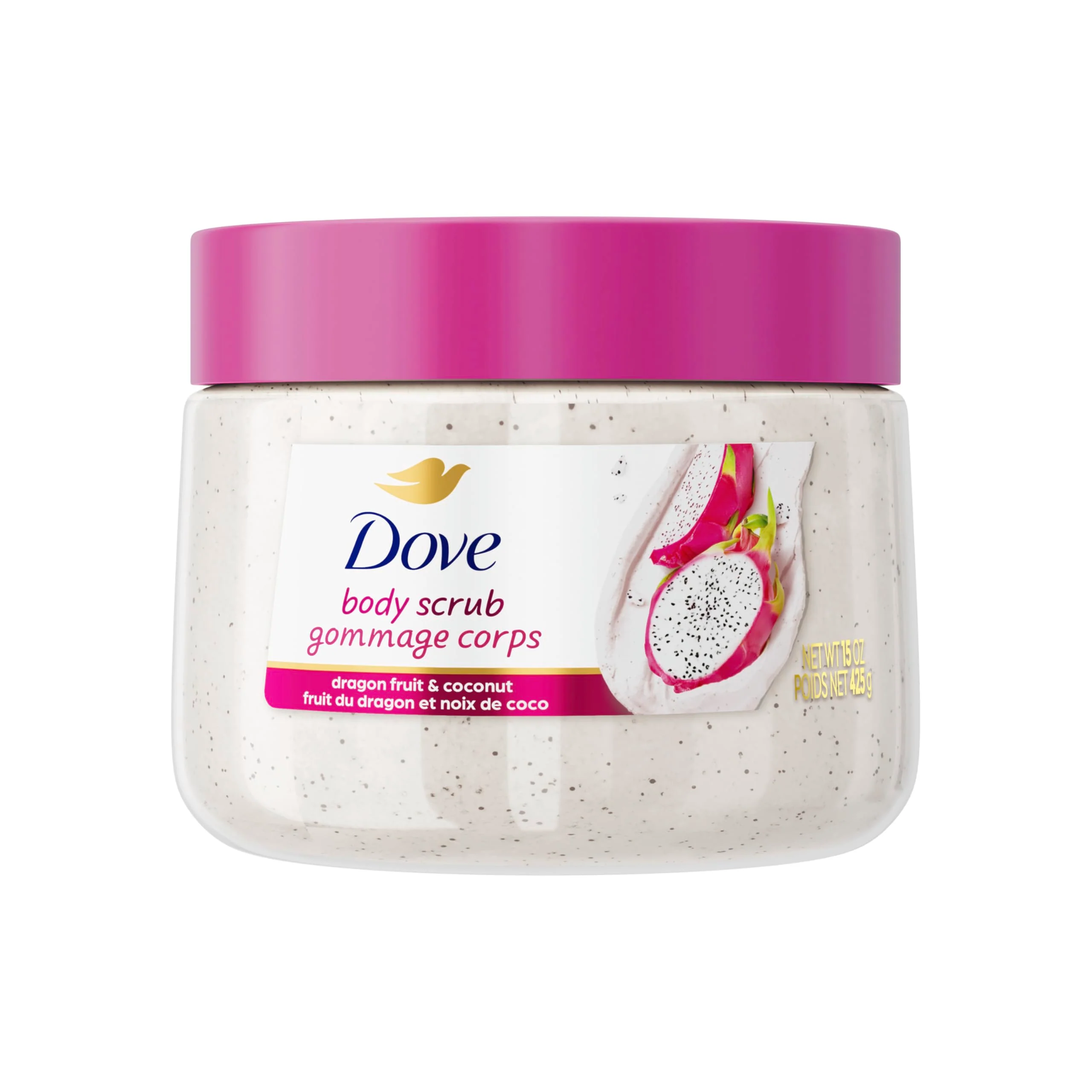 Prestigious Dove Body Scrub Dragon Fruit Coconut Cream Body Scrub Exfoliates and Deeply Nourishes for Smooth Radiant Skin 15 oz Enhanced