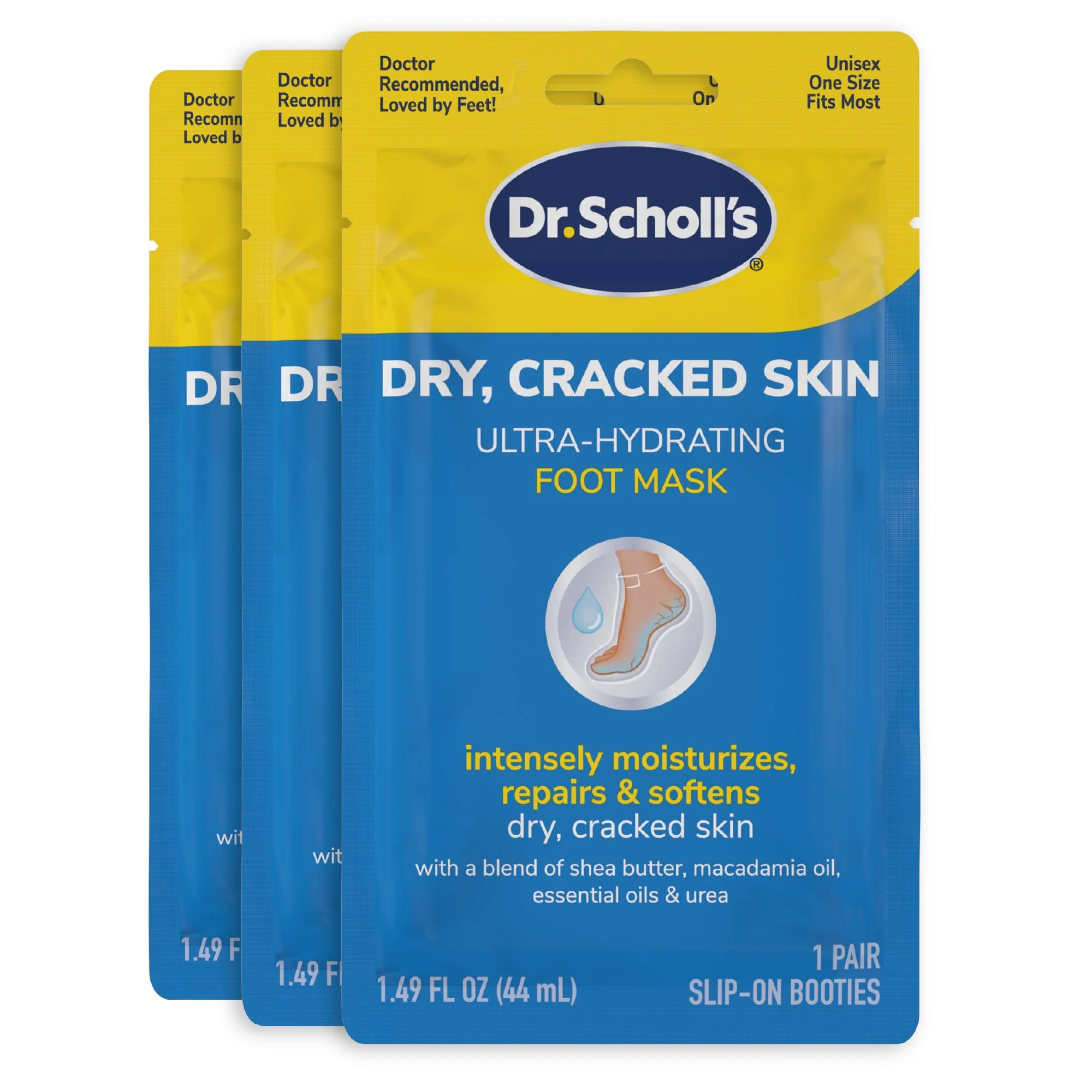 Organic Dr. Scholl's Dry Cracked Skin Ultra Hydrating Foot Mask 3 Pairs Moisturizing Socks Intensely Moisturizes Repairs and Softens Rough Dry Skin World-Class