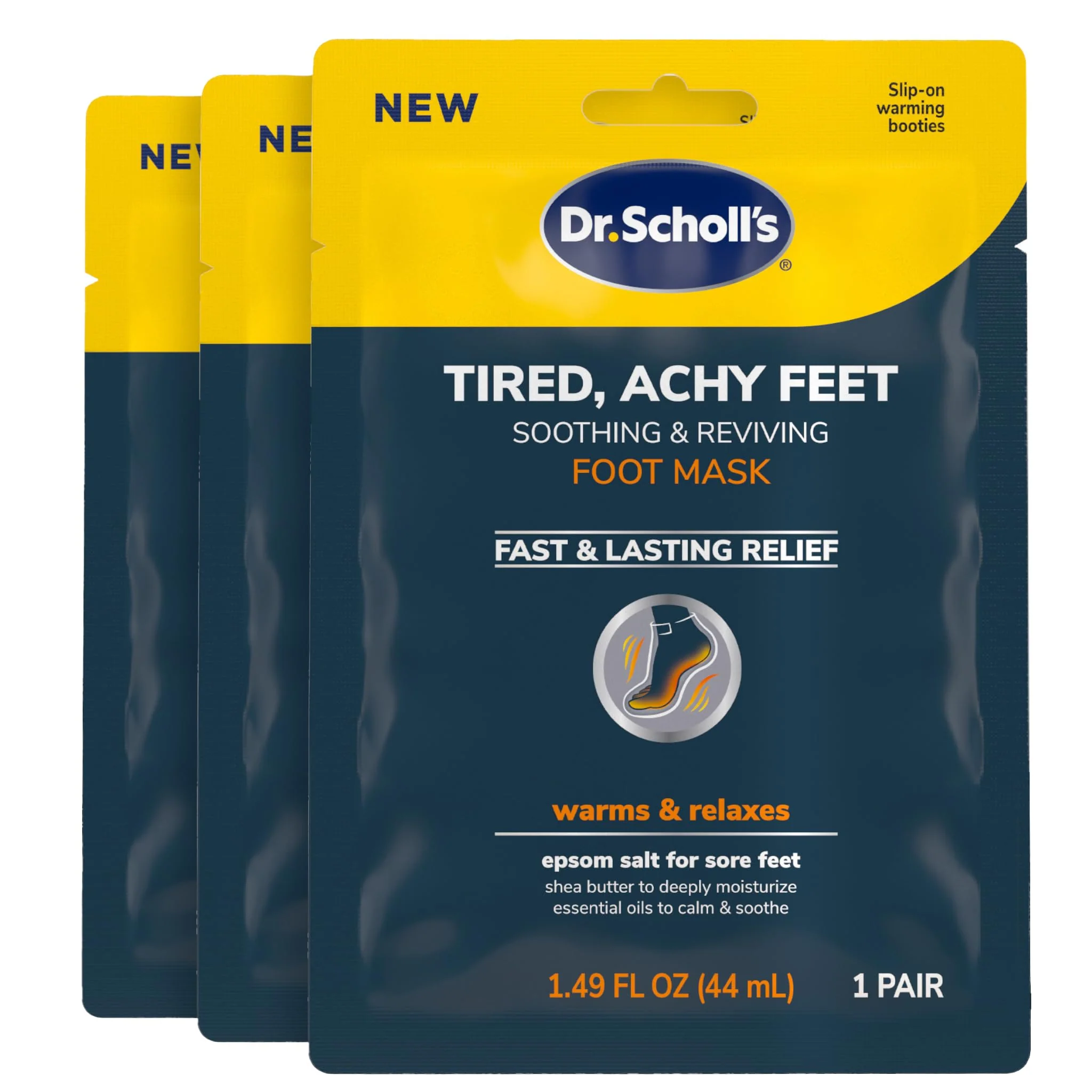 Carefully Designed Dr. Scholl's® Tired Achy Feet Soothing Reviving Foot Mask 3 Pair Warming Booties Environmentally Friendly