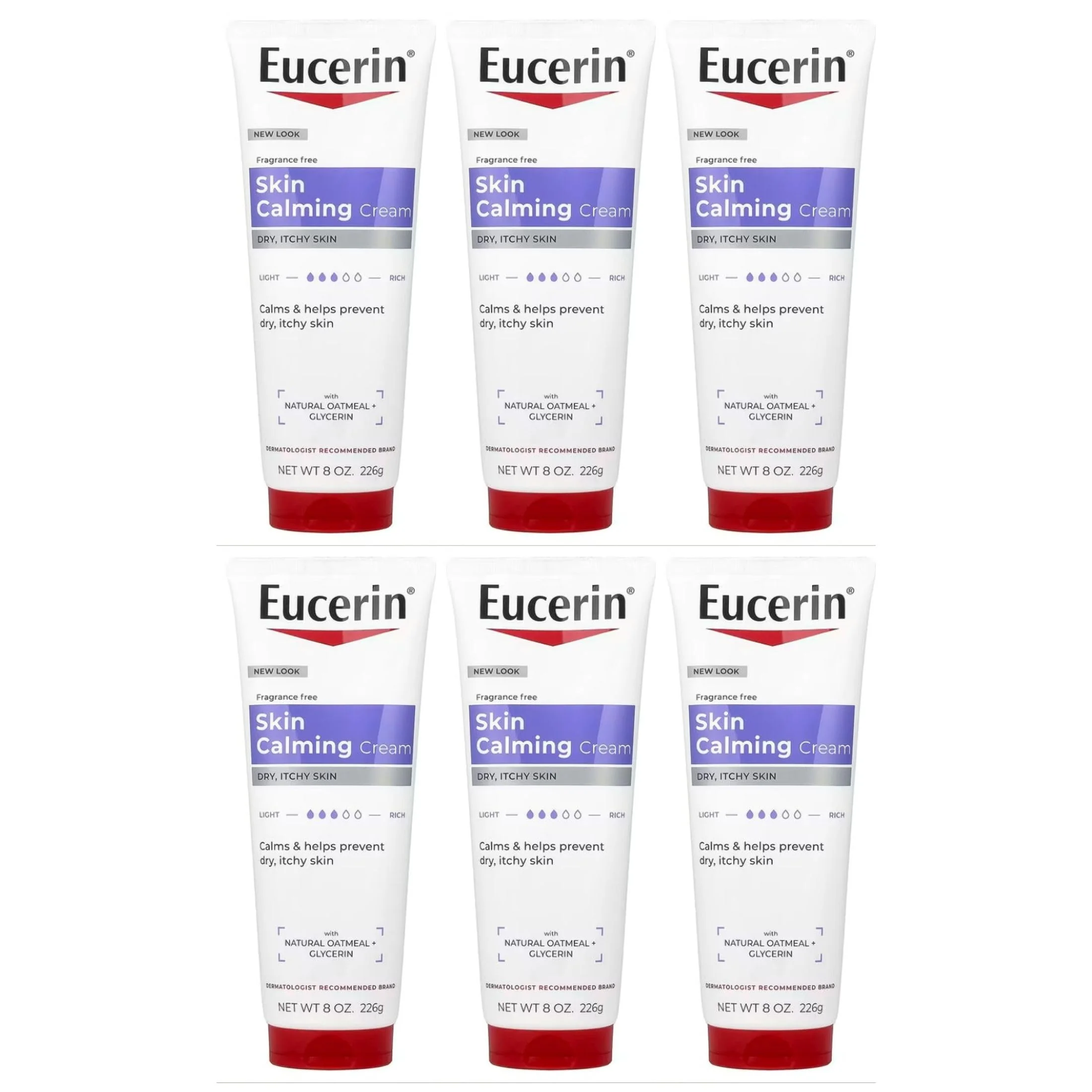 Specialty Eucerin Creme Skin Calming 8 Ounce Tube Fragrance- 236ml Pack of 6 Casual