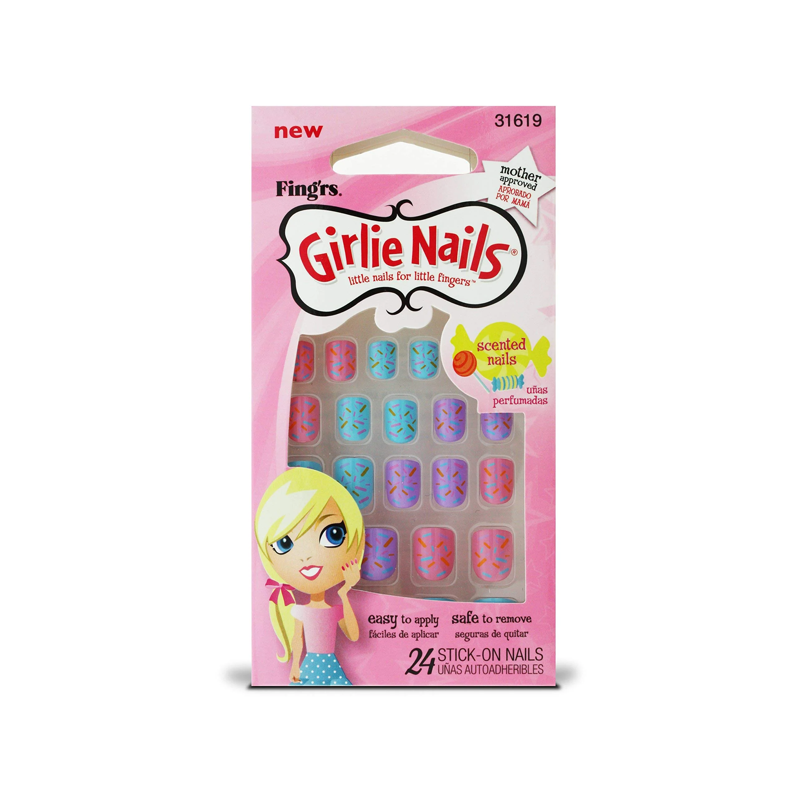 Casual Fing'rs Self Stick Girlie Nails Sassy Serena 24 Count 31619 Comfortable