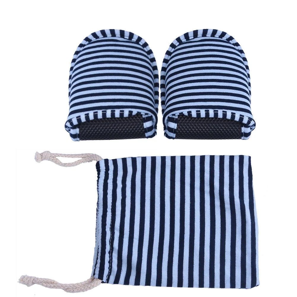 Eco-Friendly Foldable Travel Slippers - Soft Cotton Anti-slip SPA House Guest Slippers for Family Hotel Portable Not Disposable Men Women Blue stripes Stylish