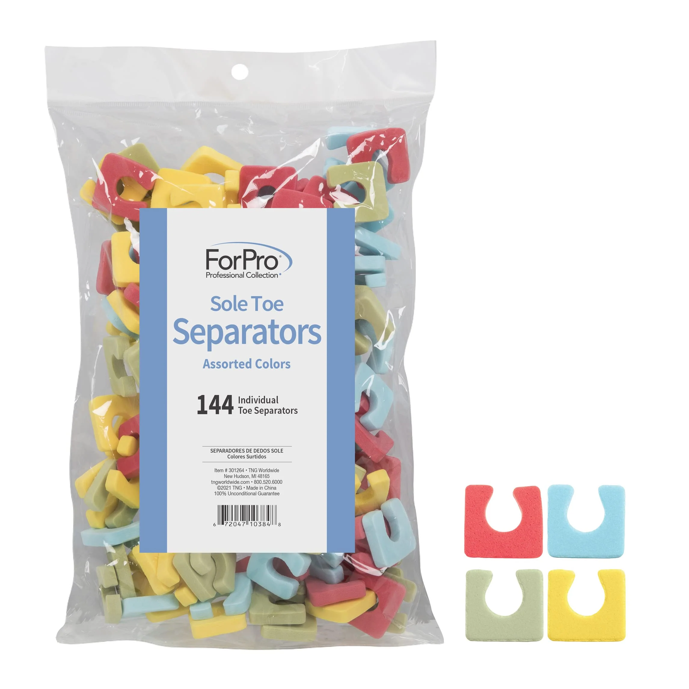 Luxury ForPro Sole Toe Separators Assorted Colors Individual Pedicure Toe Separators 1 W x 1 L 144-Count Environmentally Friendly