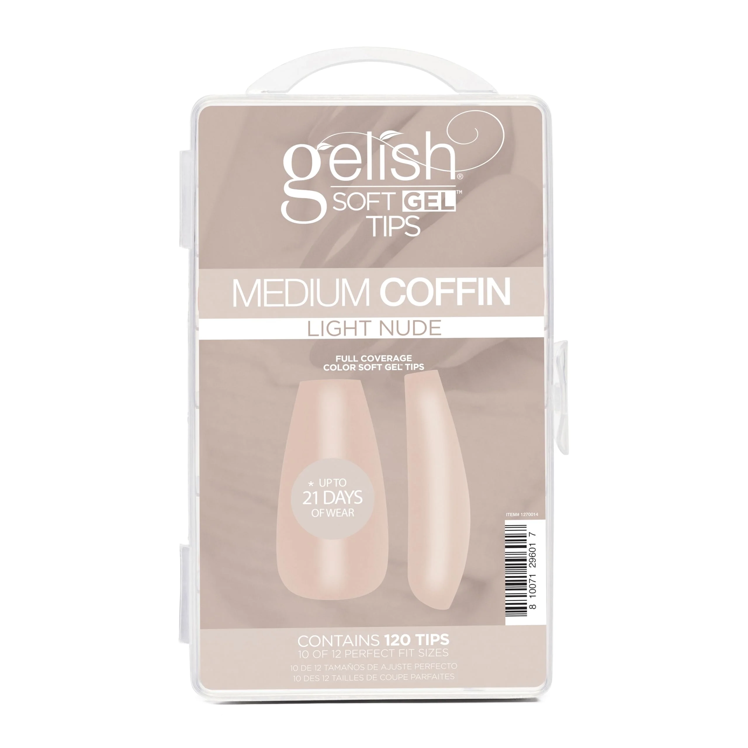 Organic Gelish Nude Soft Gel™ Tips Press on Nails Extension - Light Nude Medium Coffin 120 Count Unique