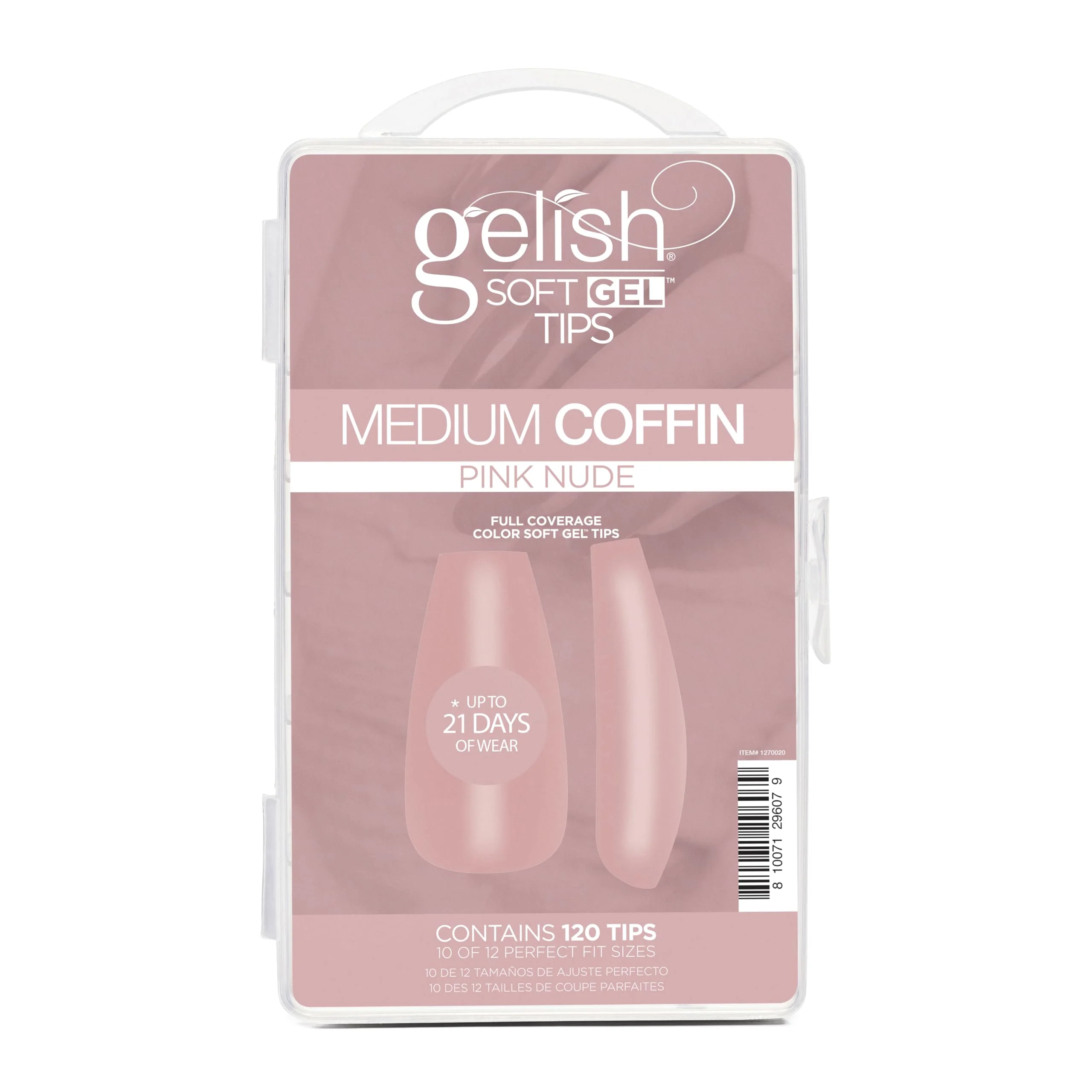 Original Gelish Nude Soft Gel™ Tips Press on Nails Extension - Pink Nude Medium Coffin 120 Count Minimalist