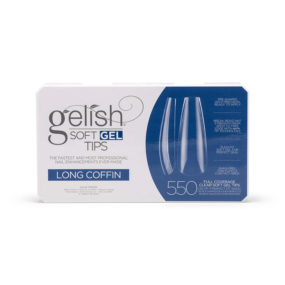 Convenient Gelish Soft Gel™ Tips Press on Nails Extension - Long Coffin 550 Count Versatile