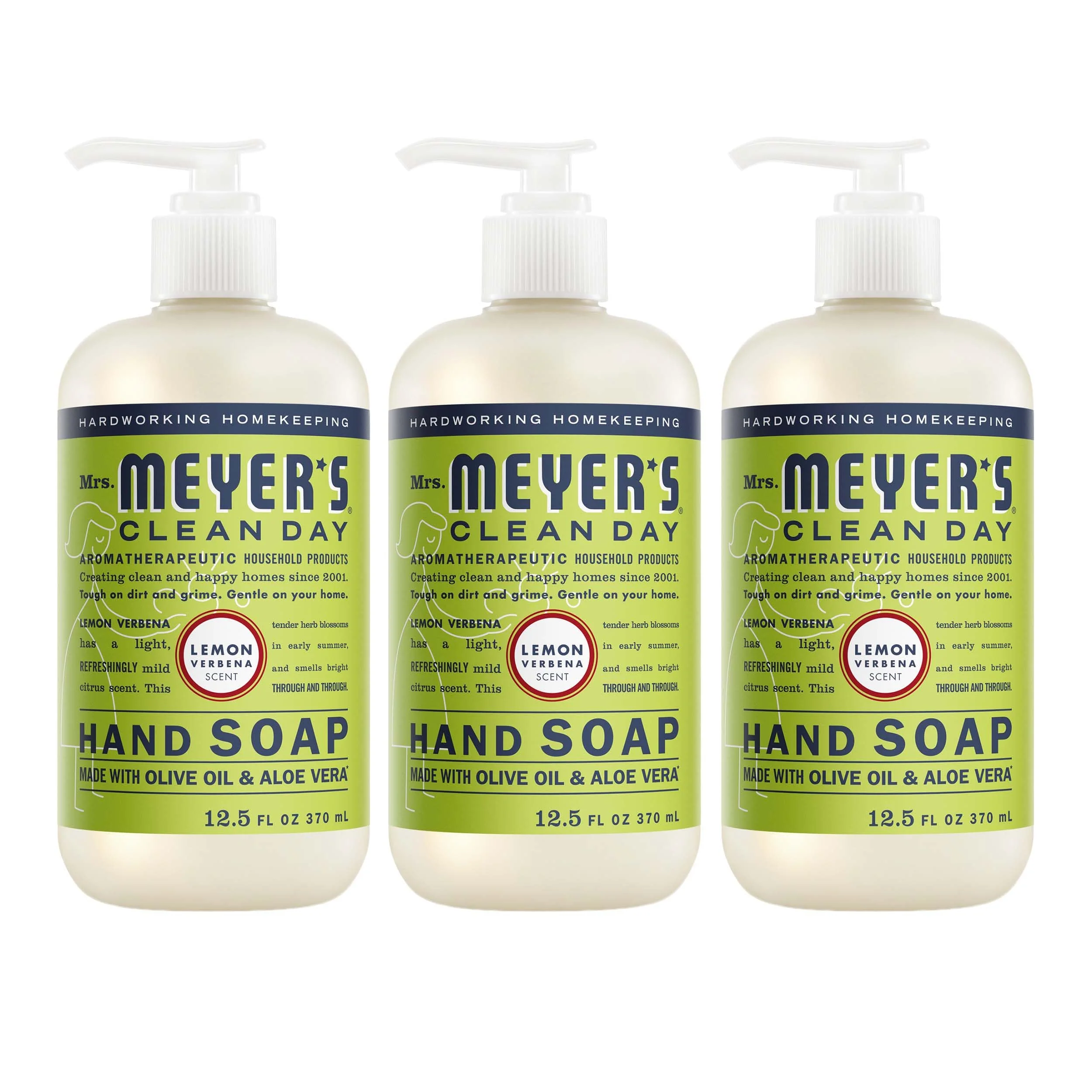 Environmentally Friendly MRS. MEYER'S CLEAN DAY Hand Soap Lemon Verbena Scent 12.5 Fl Oz Bottle - 3 Pack Exclusive