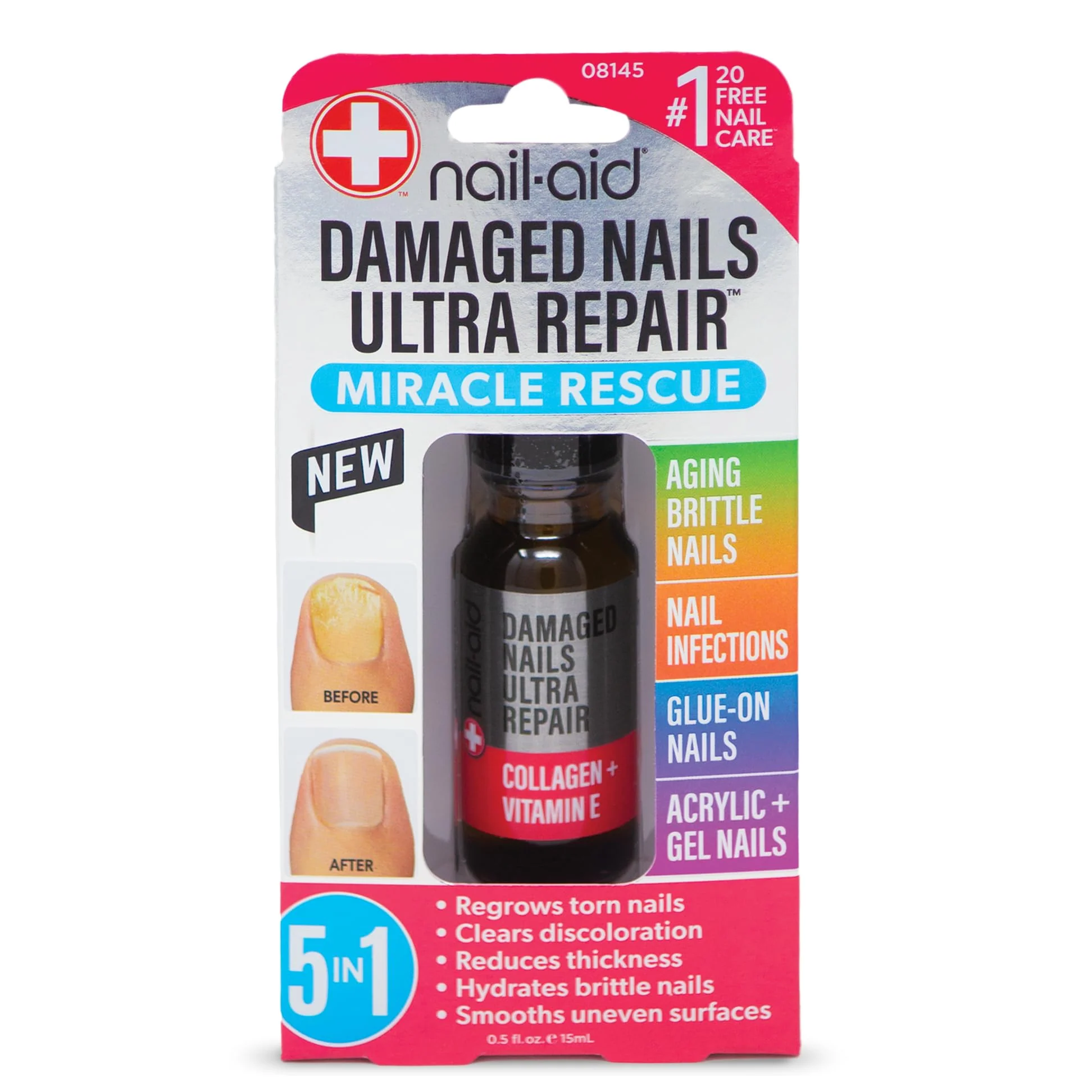 Carefully Designed Nail-Aid - 5-in-1 Damaged Nails Multi-Repair for Fingernails or Toenails Healthy