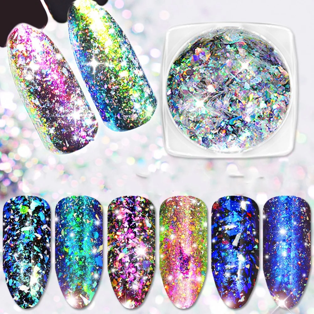 Solid Mygitter Nail Art Chameleon Sequins Laser Glitter Holographic Flakes Paillette Galaxy Mirror Powder 3 Boxes High-Grade