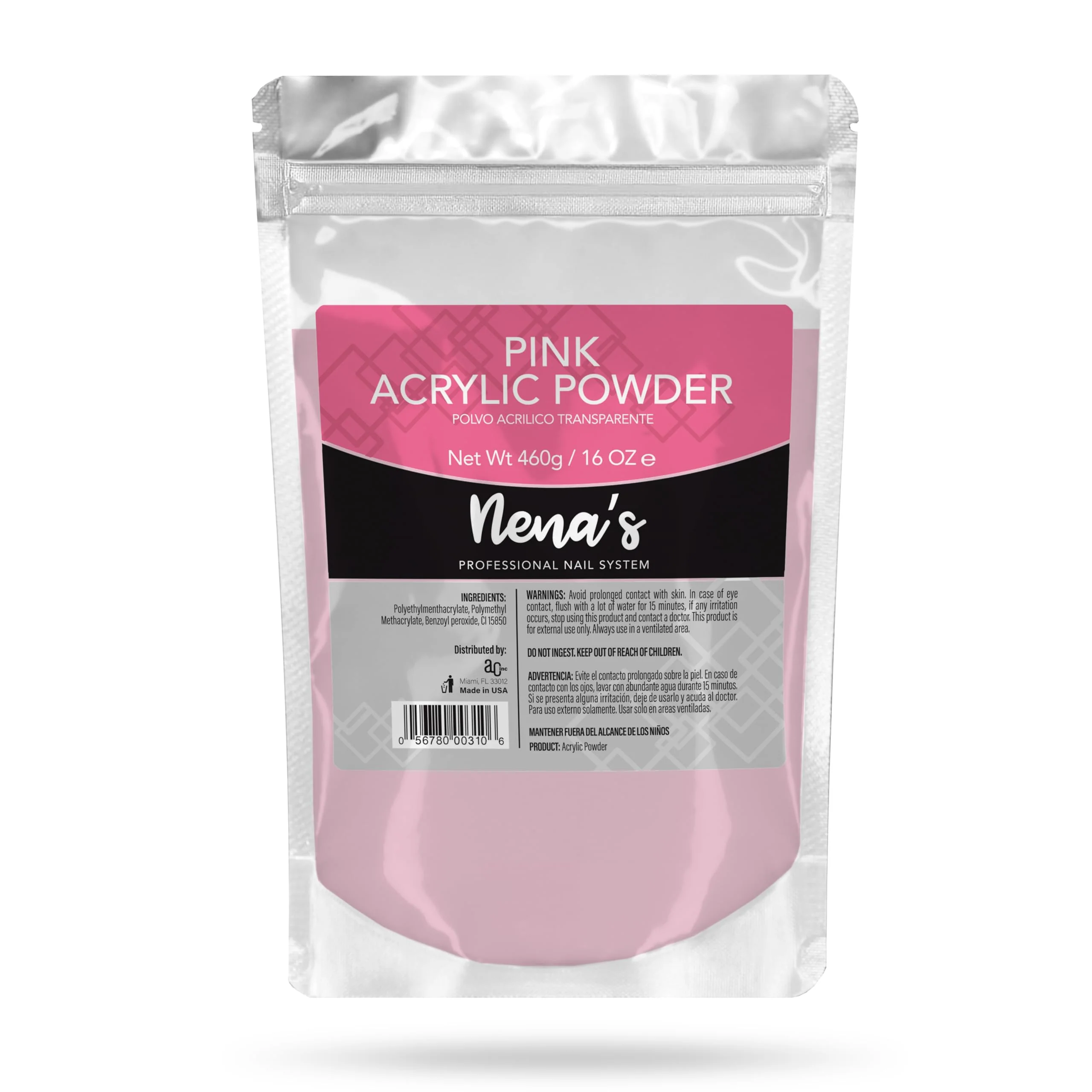 Eco-Friendly Nena's Superior Sculpting Powder Professional Acrylic Nail System Clear Medium Pink 16 oz 460 g Pink Traditional