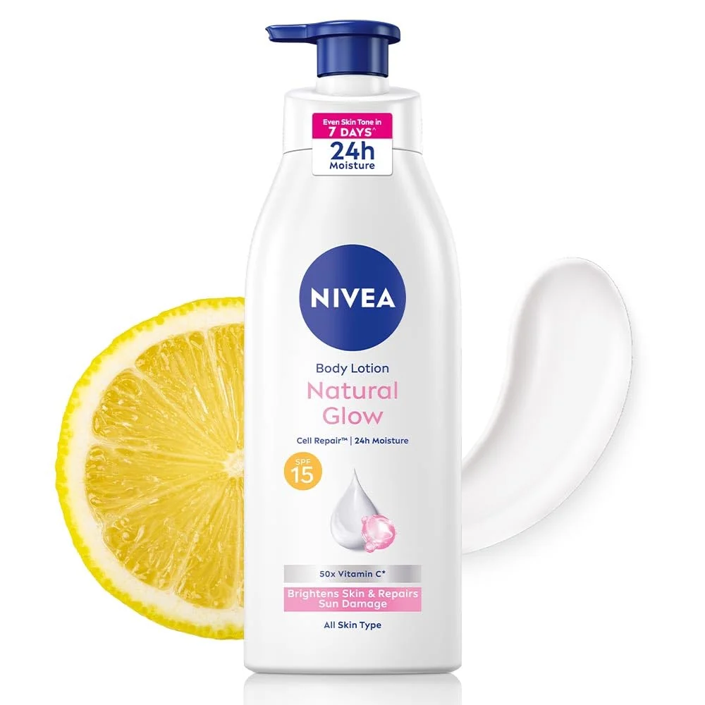 Breathable Nivea Natural Glow Body Lotion with SPF 15 Vitamin C Lightweight Moisturizing Lotion for Daily Use 13.52 Fl Oz Pack of 1 Certified