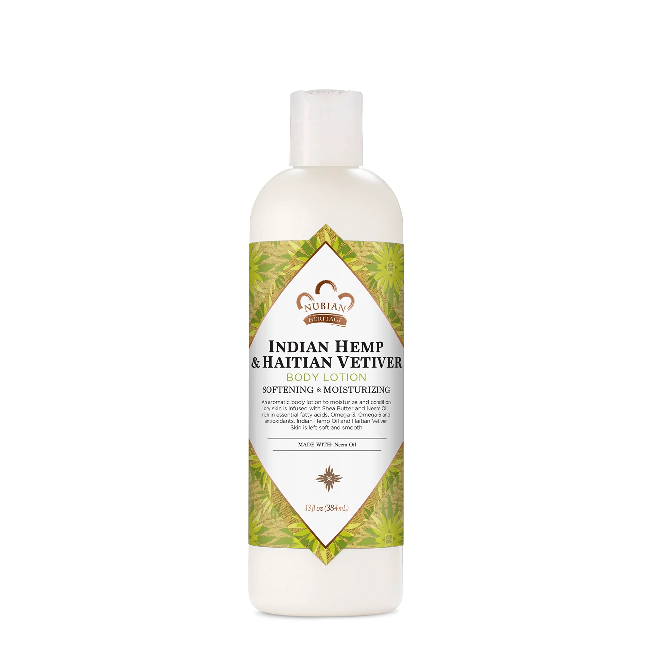Solid Nubian Heritage Body Lotion Indian Hemp Haitian Vetiver for All Skin Types Made with Fair Trade Shea Butter 13 oz Comfortable