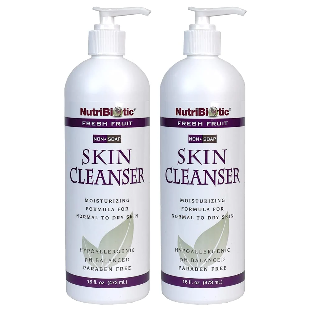 World-Class NutriBiotic - Fresh Fruit NonSoap Skin Cleanser 16 Oz Twin Pack with GSE Citricidal pH Balanced Hypoallergenic Biodegradable Classic