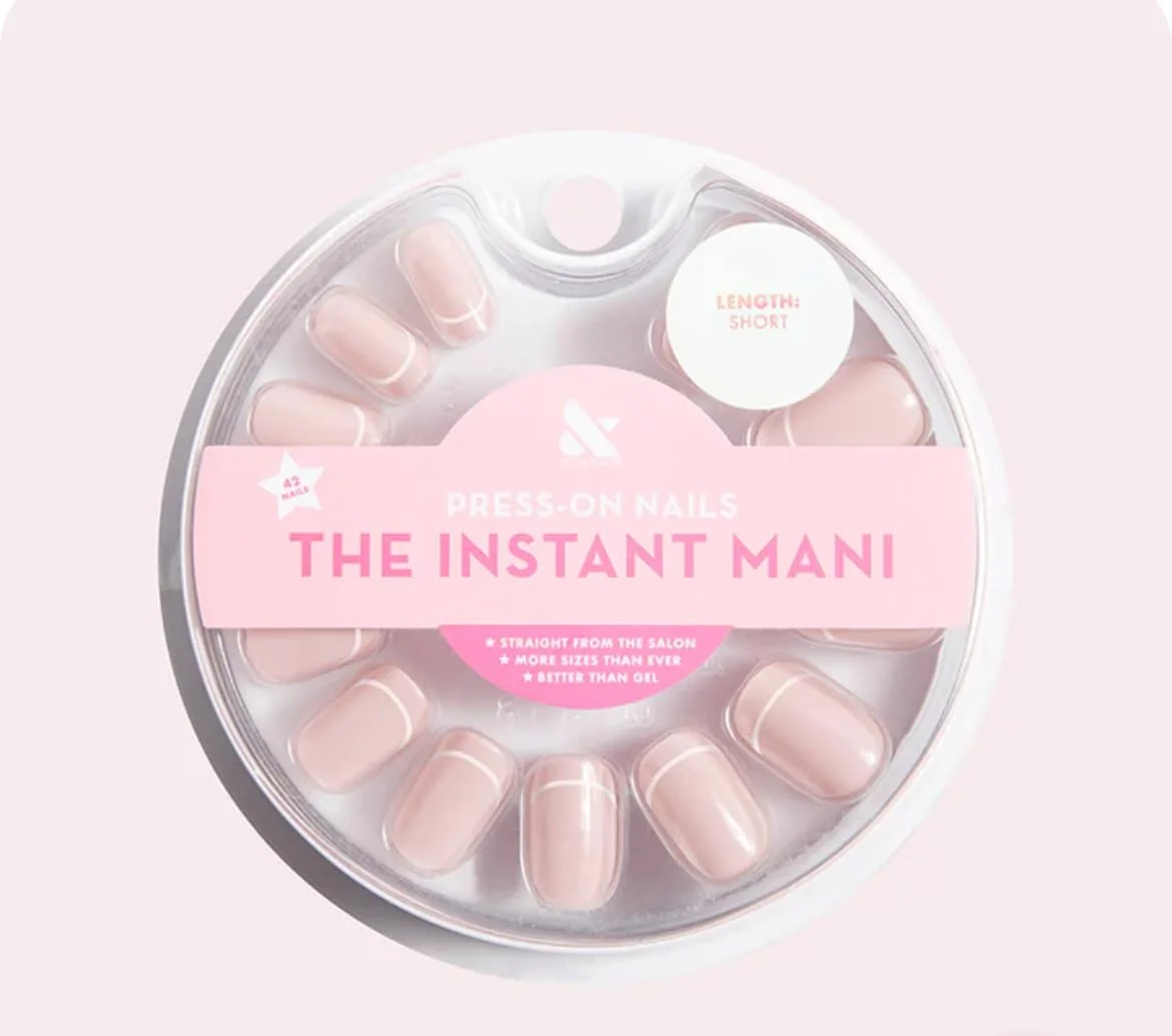 Secure Olive June Instant Mani Press On Nails Glue Short Squoval 42 Fake Nails 21 Sizes Non-Toxic Long-Lasting Recycled Materials istic Look Consistent