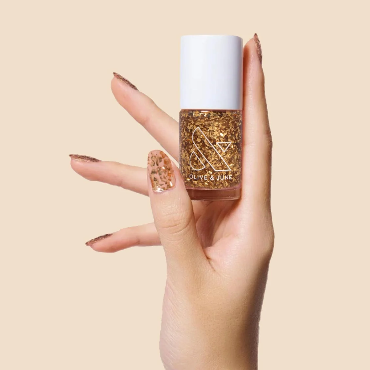 Luxury Olive June Long Lasting Nail Polish Is It Too Much Gold Flakes 0.46 fl oz Enhanced