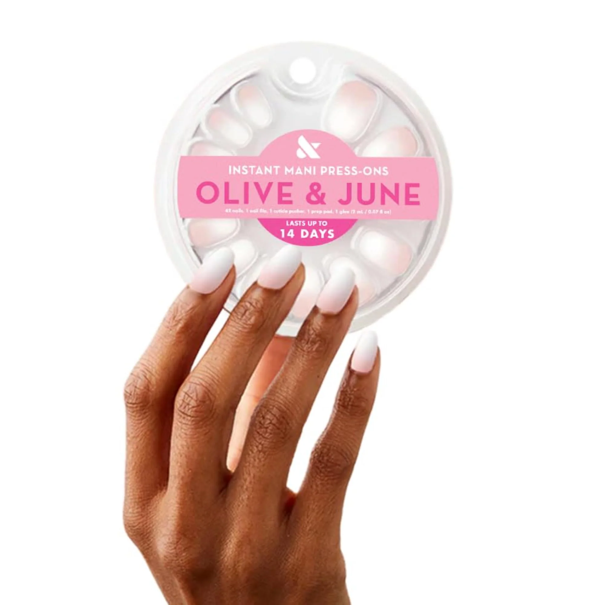Luxury Olive June Instant Mani Summer Press-On Nails Glue 42 Fake Nails 21 Sizes Non-Toxic Long-Lasting Recycled Materials istic Look Refined