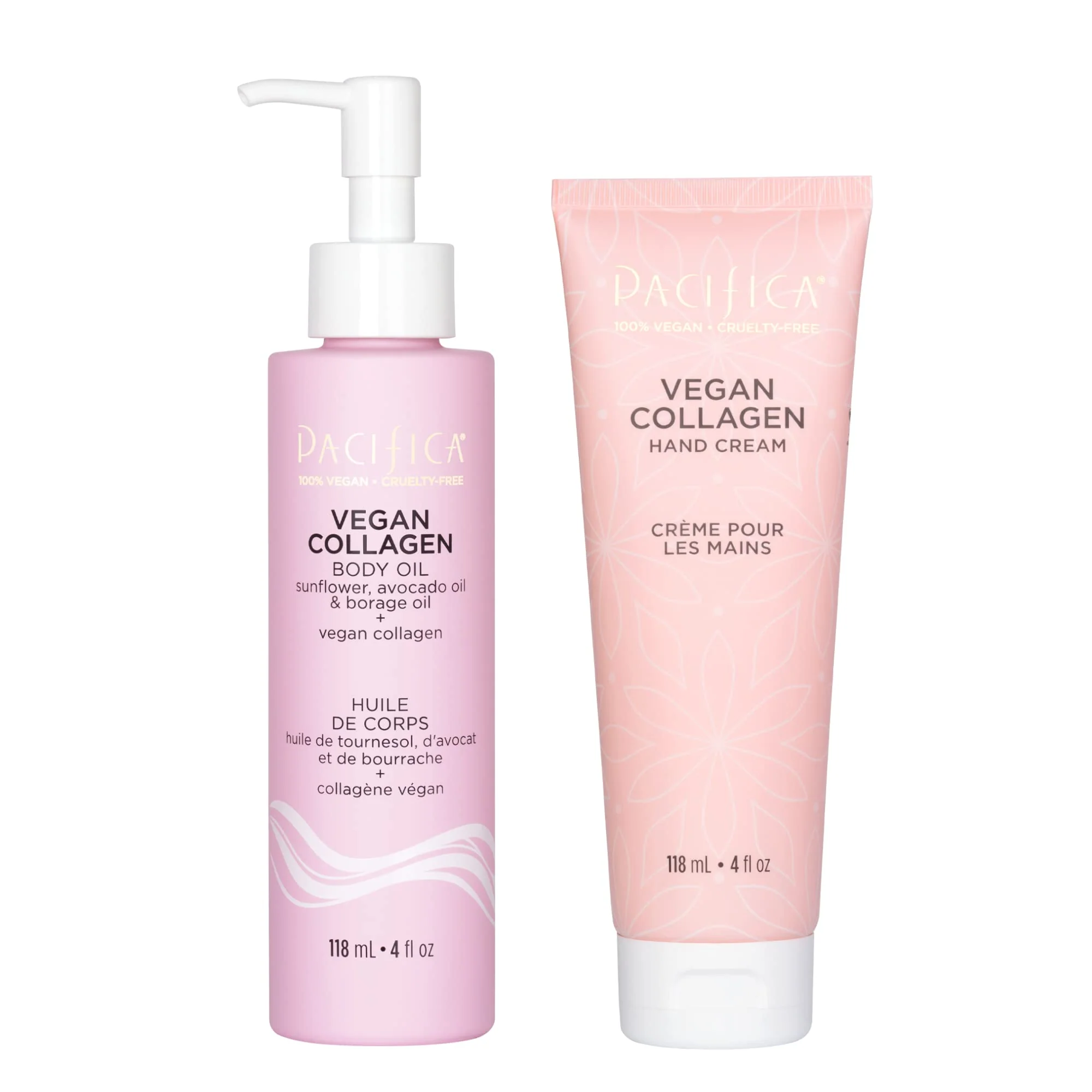 Eco-Friendly Pacifica Beauty Vegan Collagen Hand Cream and Body Oil with Pump Set Bath and Body Shea Butter Cocoa Butter Body Massage Oil For Dry Skin Skin Clean