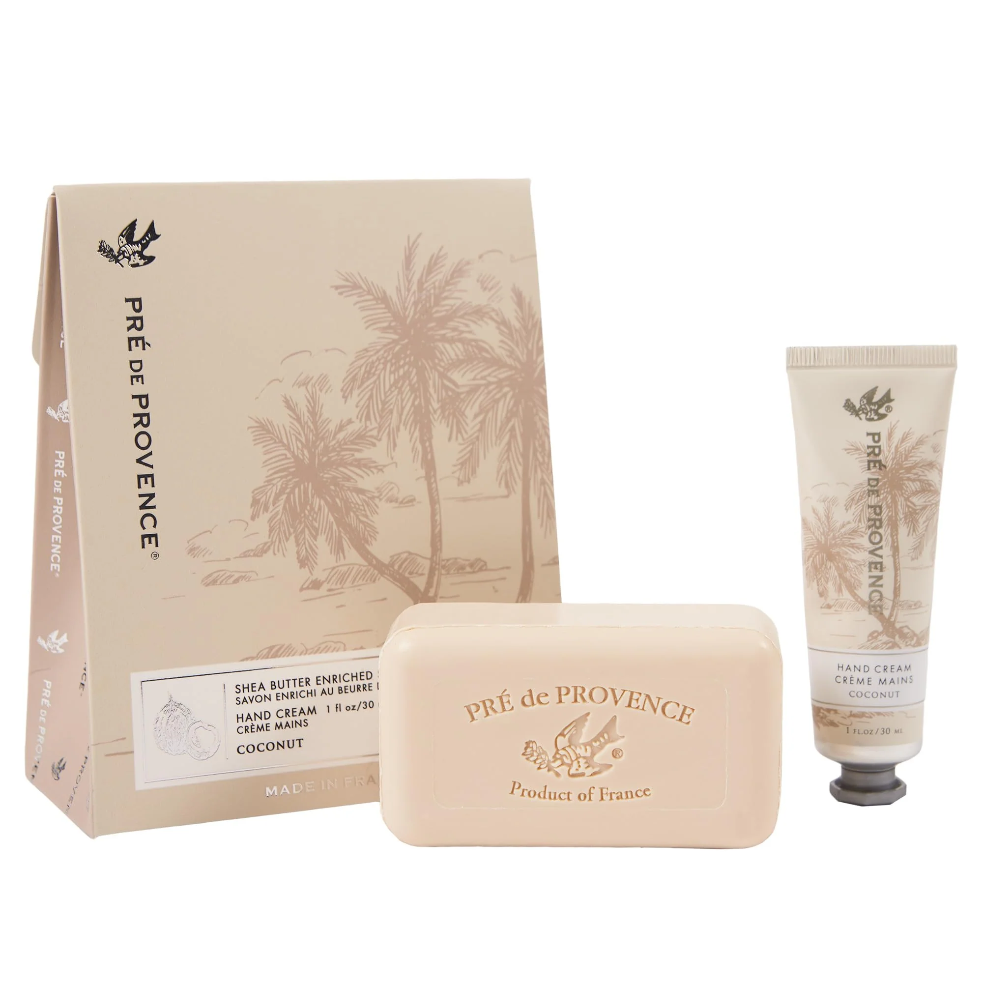 Next-Generation Pre de Provence Gift Set Includes 150 Gram Soap Bar 1 fl oz Hand Cream Made in France Infused with Shea Butter Coconut Practical