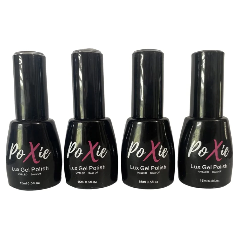 Exceptional Poxie Nails Essentials 4 Pack Clear and Milky White 4-in-1 Base and UV and Matte Top Coats Original Design