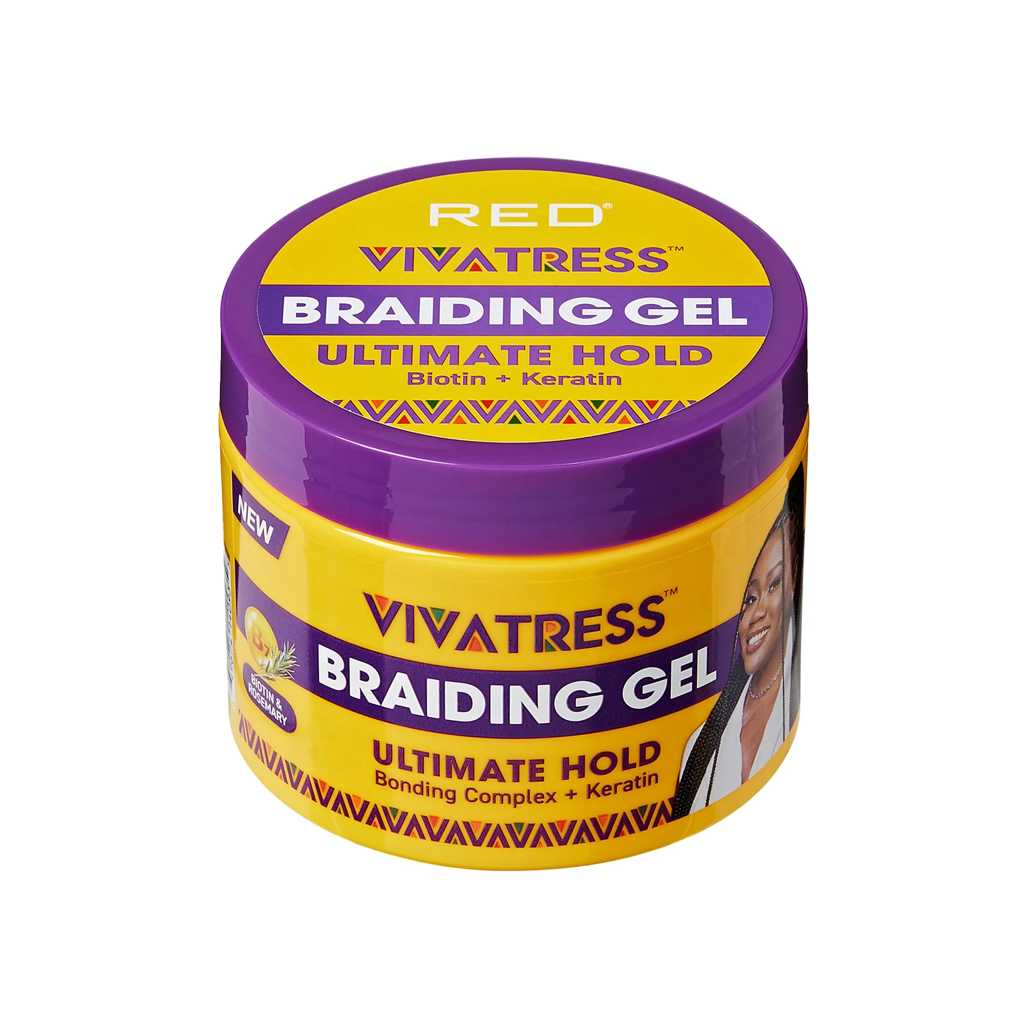 Versatile Red by Kiss VIVATRESS Hold Braiding Gel - 4X Extra Strong No Flake Non Greasy Long Lasting Sleek Styling Gel with Keratin Biotin Refined