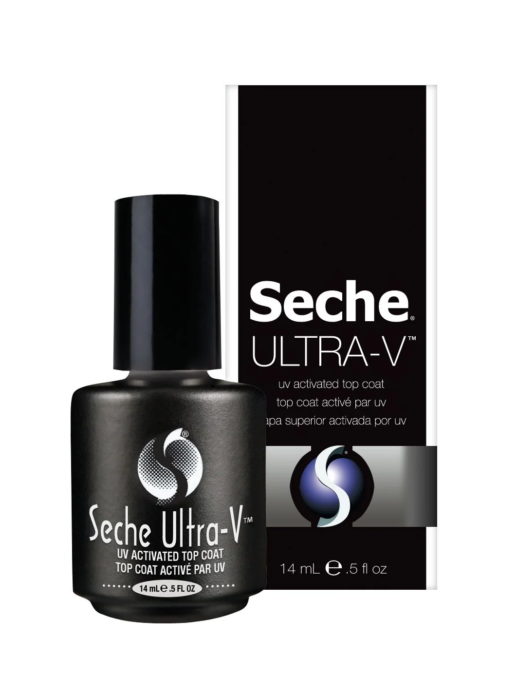 Safe Seche Ultra-V UV Gel Top Coat Nail Polish - Clear Topcoat Gel Nail Polish Quick-Dry Long-Wearing Soak Off Lamp Salon At-Home Use 0.5 fl oz Casual