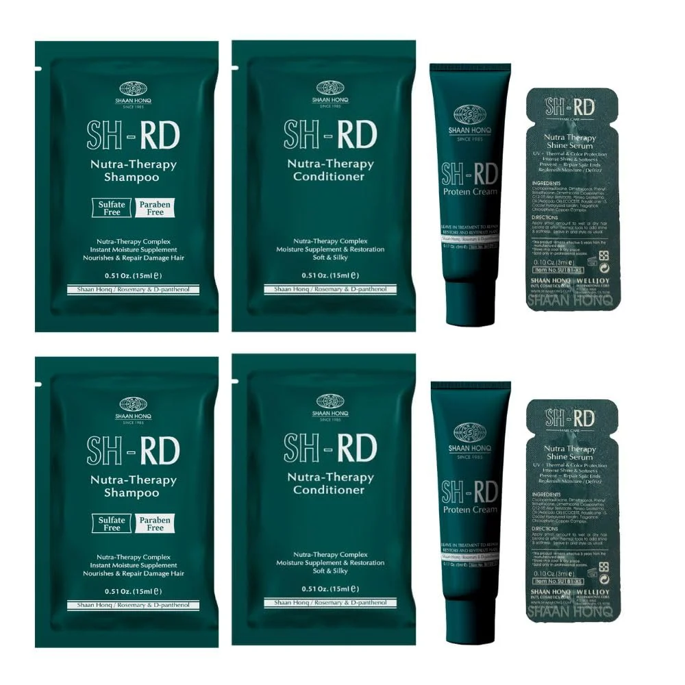 Genuine SH-RD Gentle Nourish Kit for Travel Trial Sulfate- Shampoo Conditioner Protein Cream Shine Serum Daily Hair Care Routine Set in Hotel Powerful