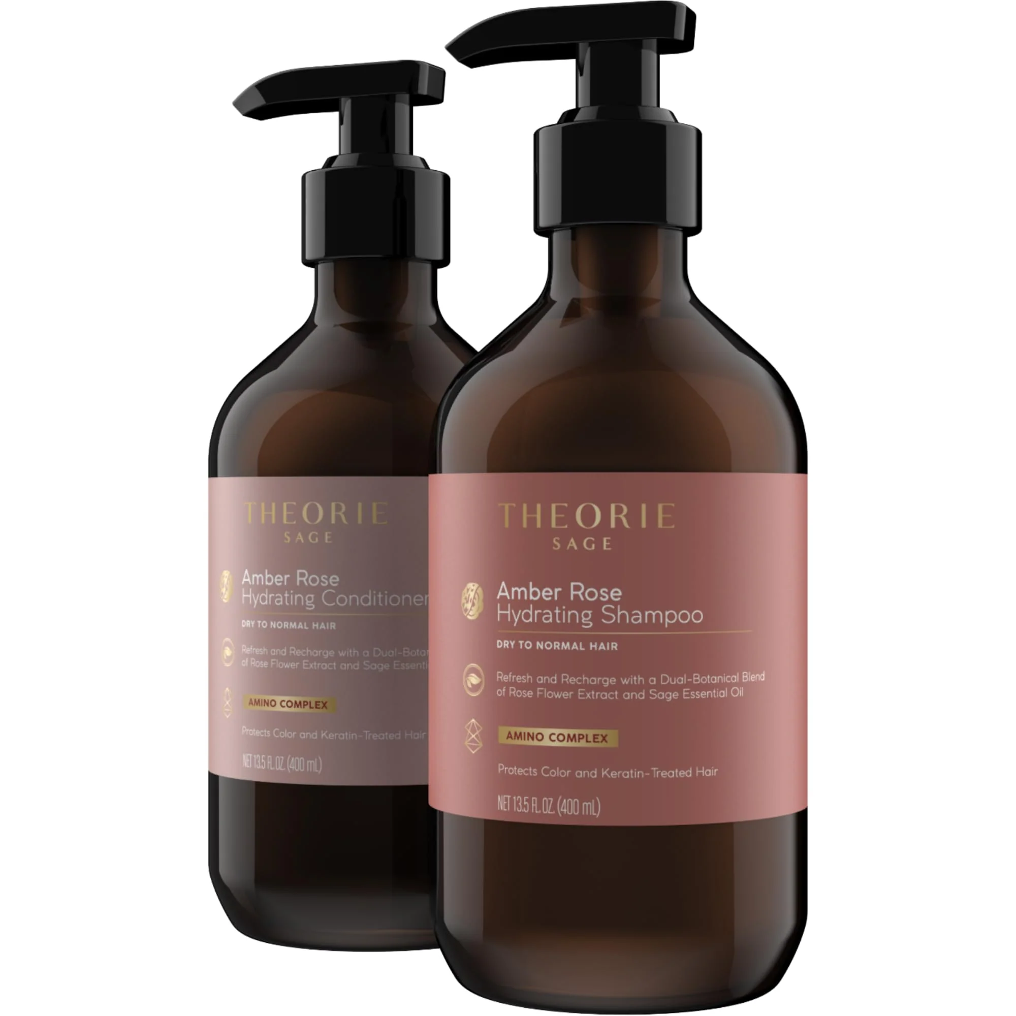 Long-Lasting THEORIE 400 mL Shampoo Conditioner Collection THEORIE Sage Collection Hair Care Sets Amber Rose 400 mL Shampoo Conditioner Set High-End