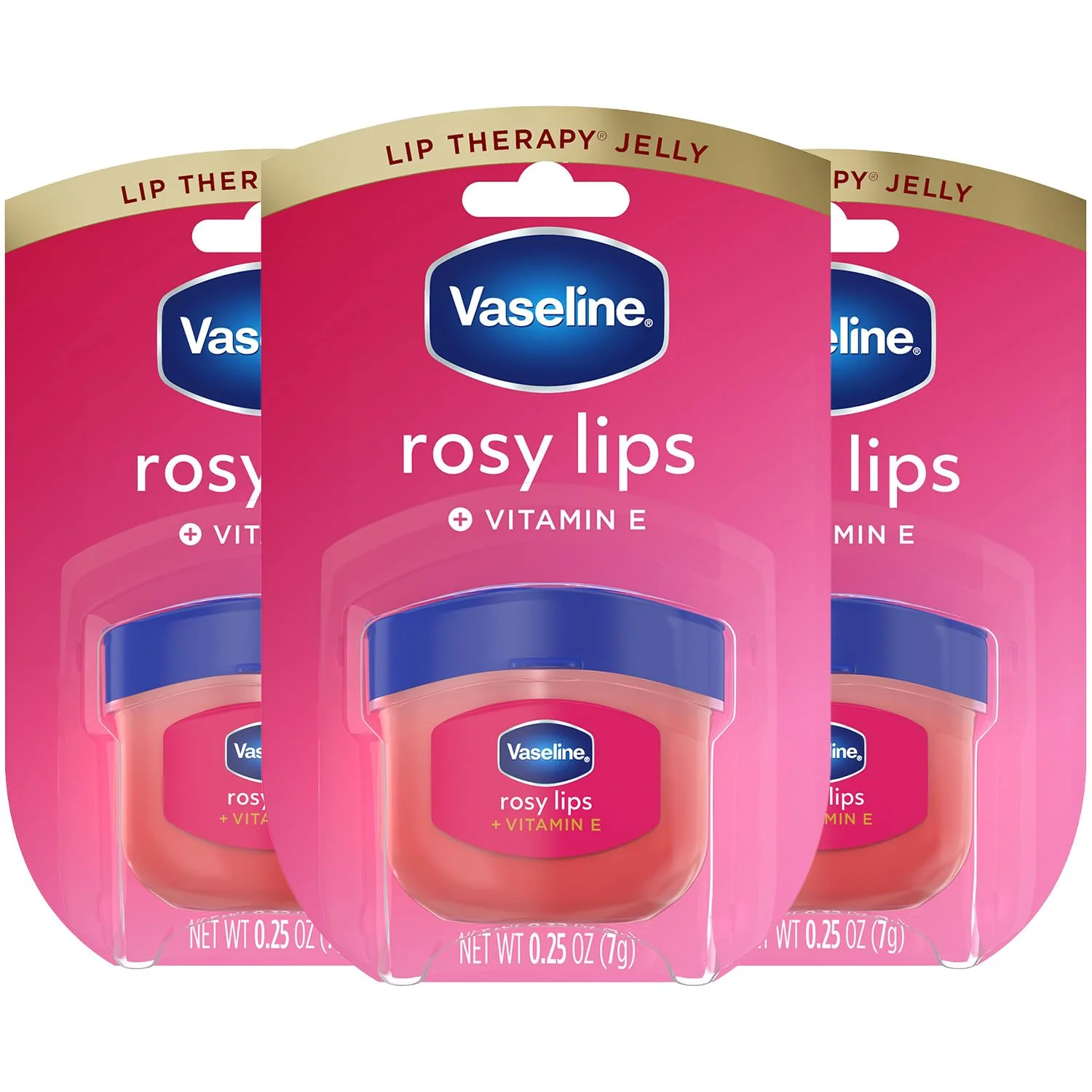 Trusted Vaseline Lip Therapy Rosy Lips 3-Pack - Moisturizing Lip Balm for Very Dry Lips in Mini Jars 0.25 Oz. Prestigious