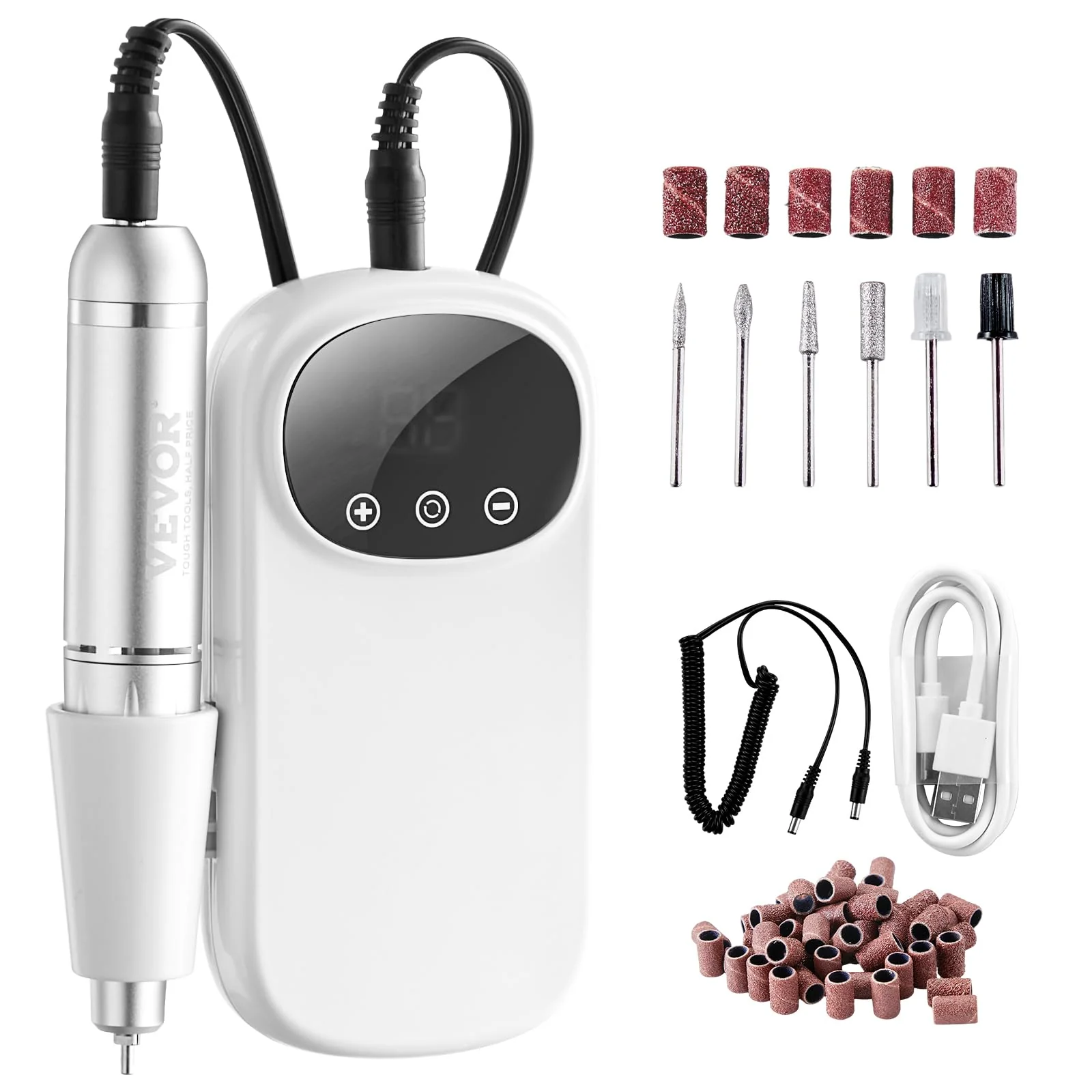 Original Design VEVOR Portable Electric Rechargeable Nail Drill 35 000RPM Cordless Nail E File Machine LCD-Display Acrylic Gel Grinder Tool for Manicure Pedicure Official