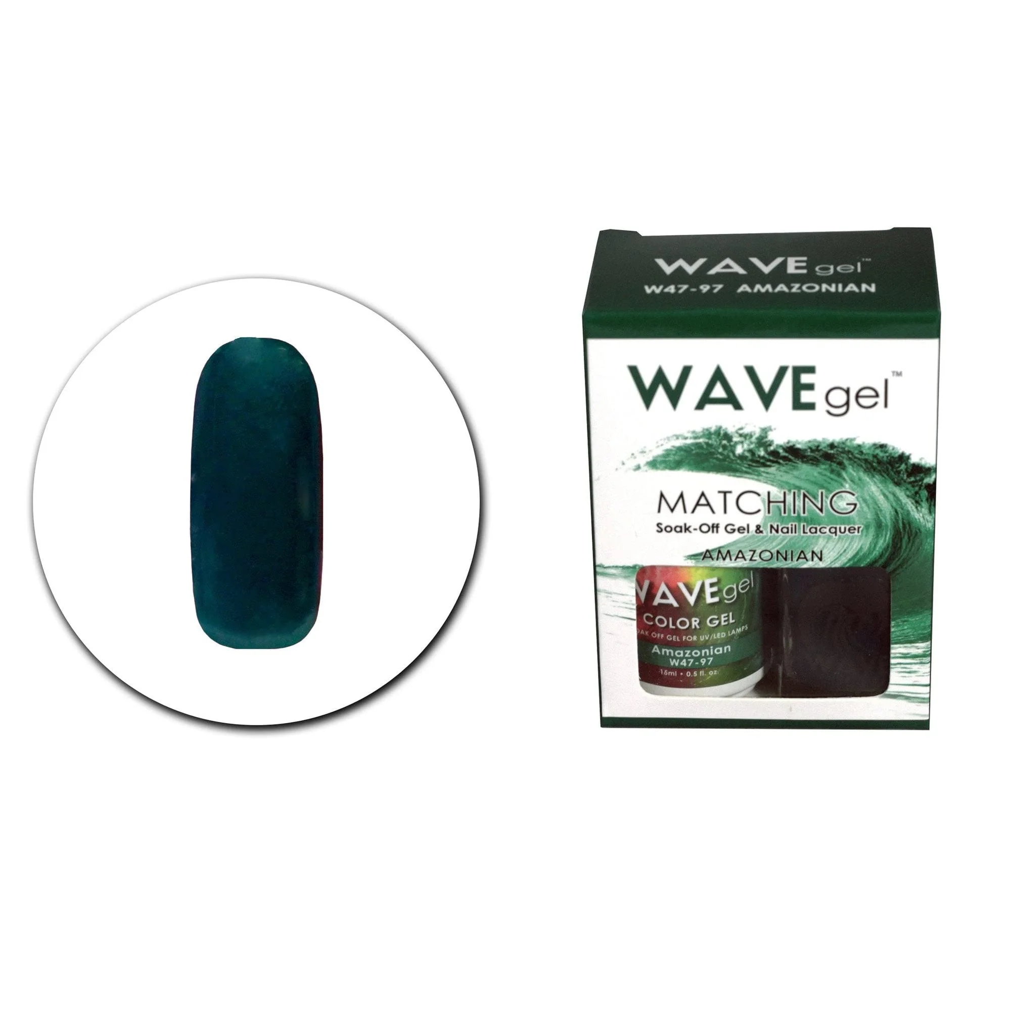 Eco-Friendly WAVEGEL Soak-0ff Gel Nail Lacquer Matching Duo Set - Amazonian - W4797-4797 I 0.5 Oz Pure