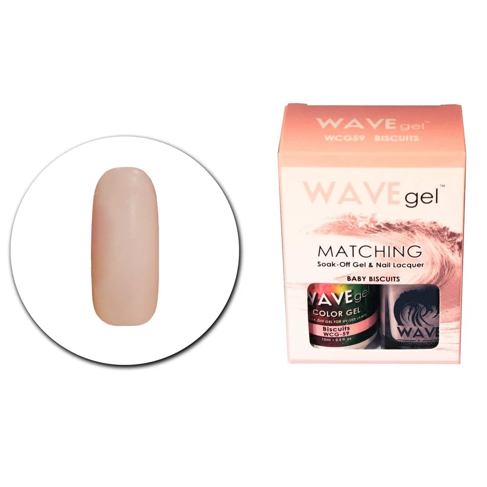 Effective WAVEGEL Soak-0ff Gel Nail Lacquer Matching Duo Set - Biscuits - WCG59-59 I 0.5 Oz Fine