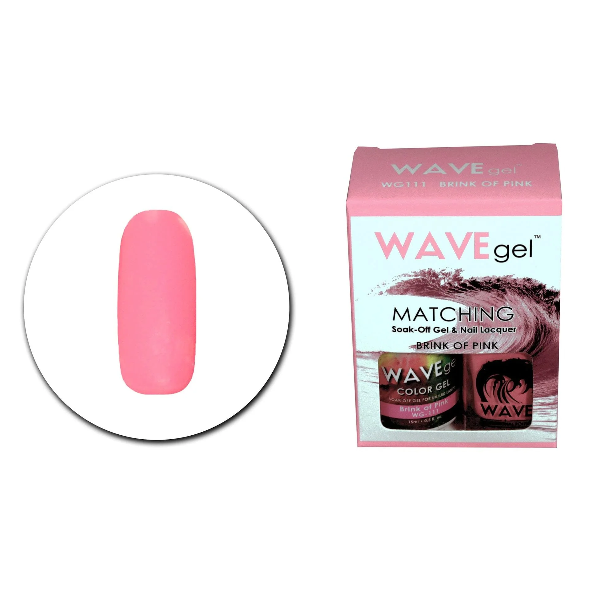 Solid WAVEGEL Soak-0ff Gel Nail Lacquer Matching Duo Set - Brink Of Pink - WG111-111 I 0.5 Oz Innovative