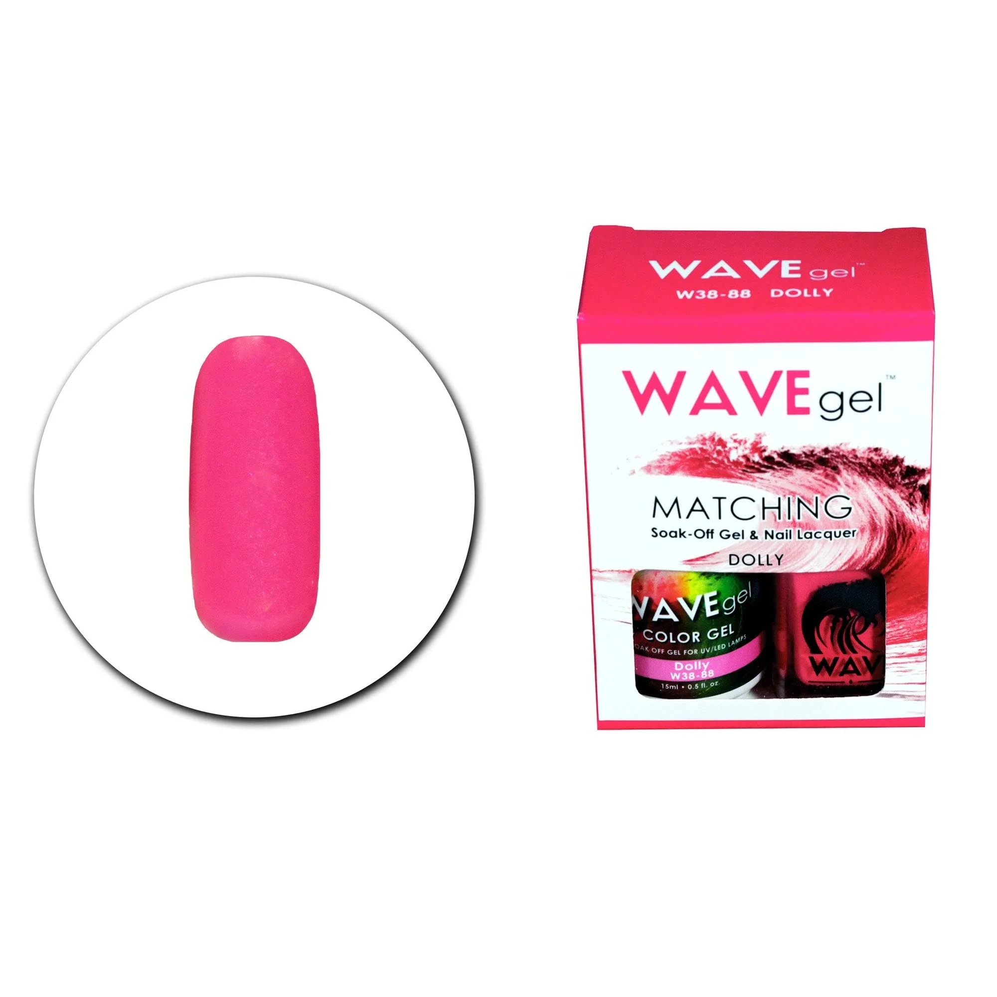 Easy-to-Use WAVEGEL Soak-0ff Gel Nail Lacquer Matching Duo Set - Dolly - W3888-3888 I 0.5 Oz Elite