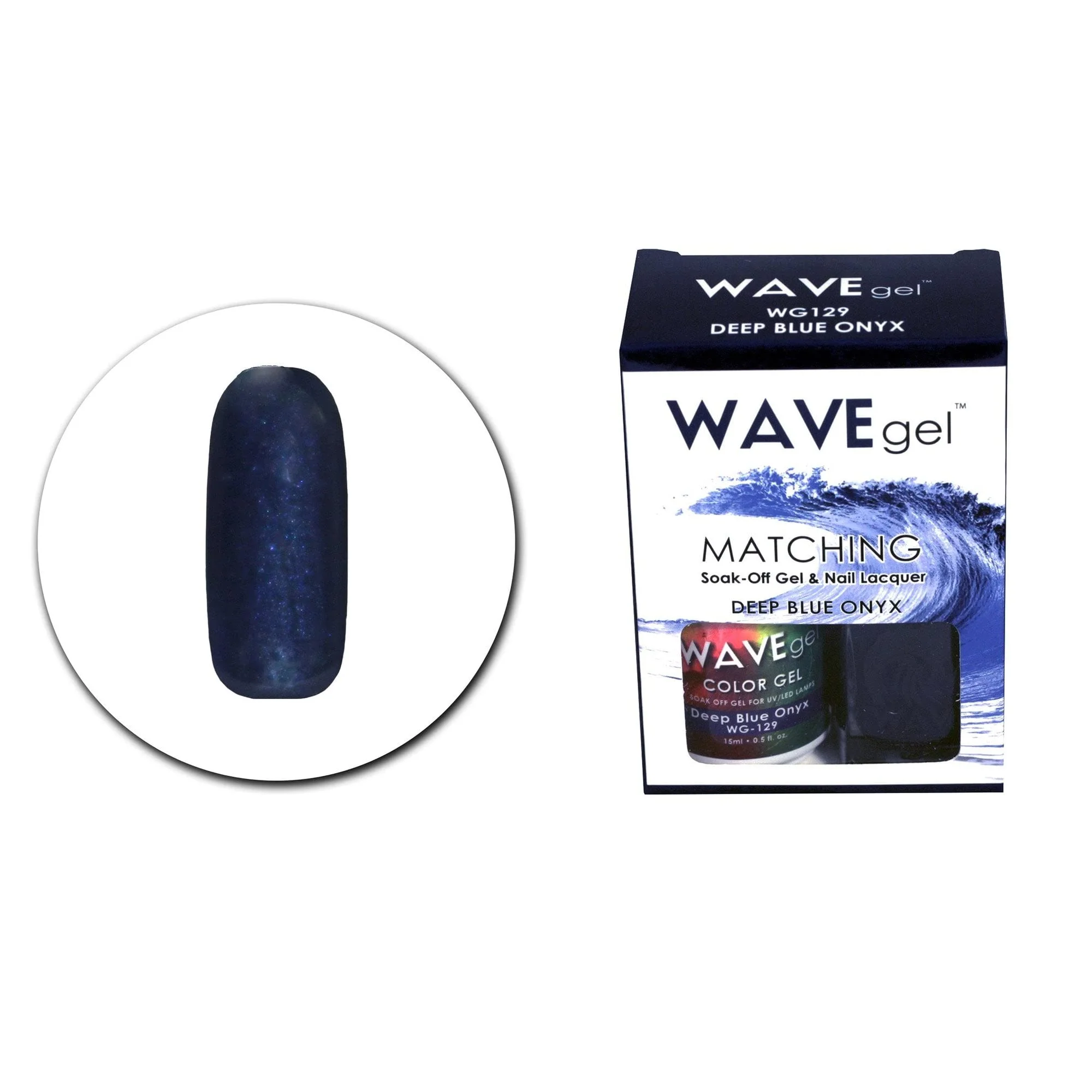 Minimalist WAVEGEL Soak-0ff Gel Nail Lacquer Matching Duo Set - Deep Blue Onyx - WG129-129 I 0.5 Oz Smooth