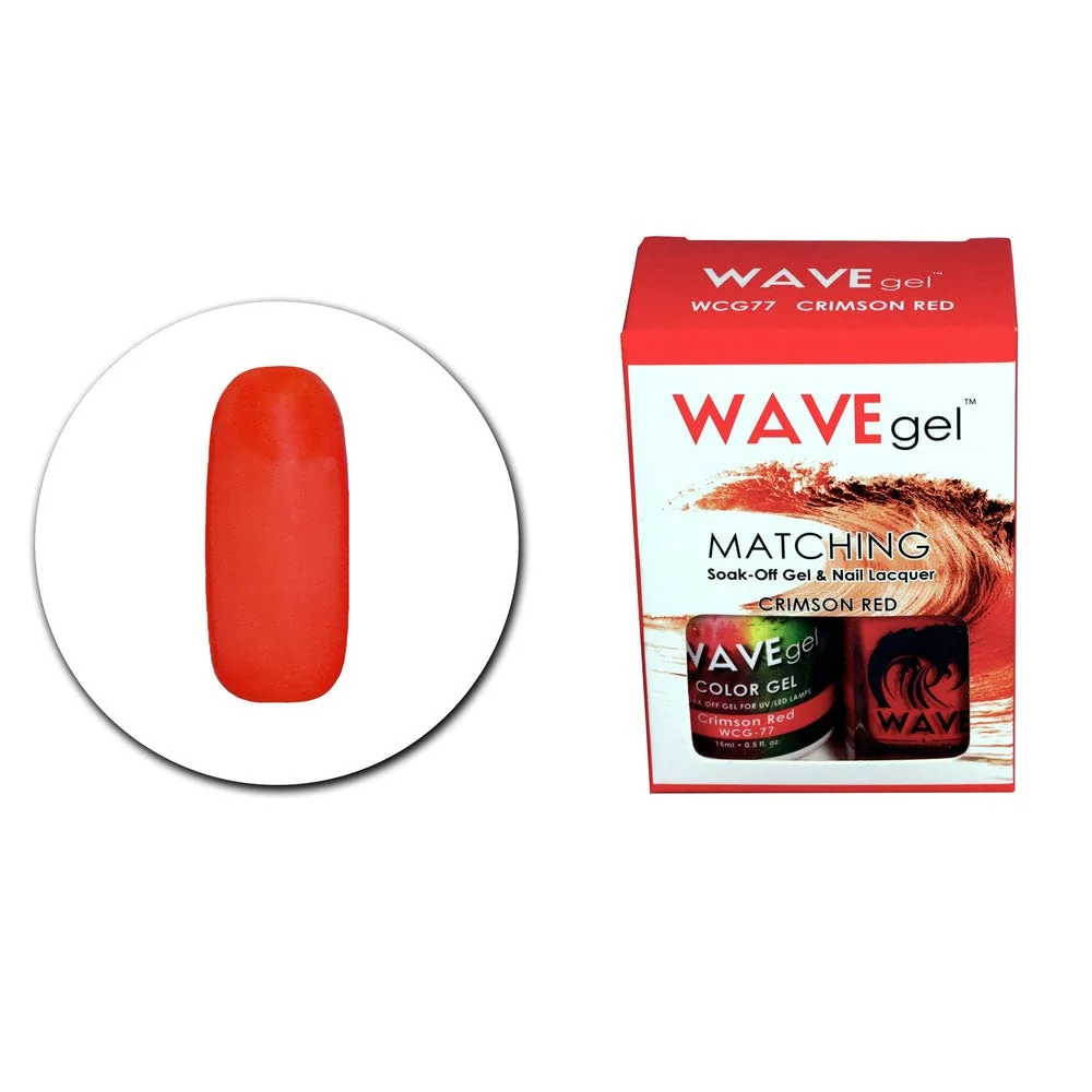 Quality WAVEGEL Soak-0ff Gel Nail Lacquer Matching Duo Set - Crimson Red - WCG77-77 I 0.5 Oz Optimized