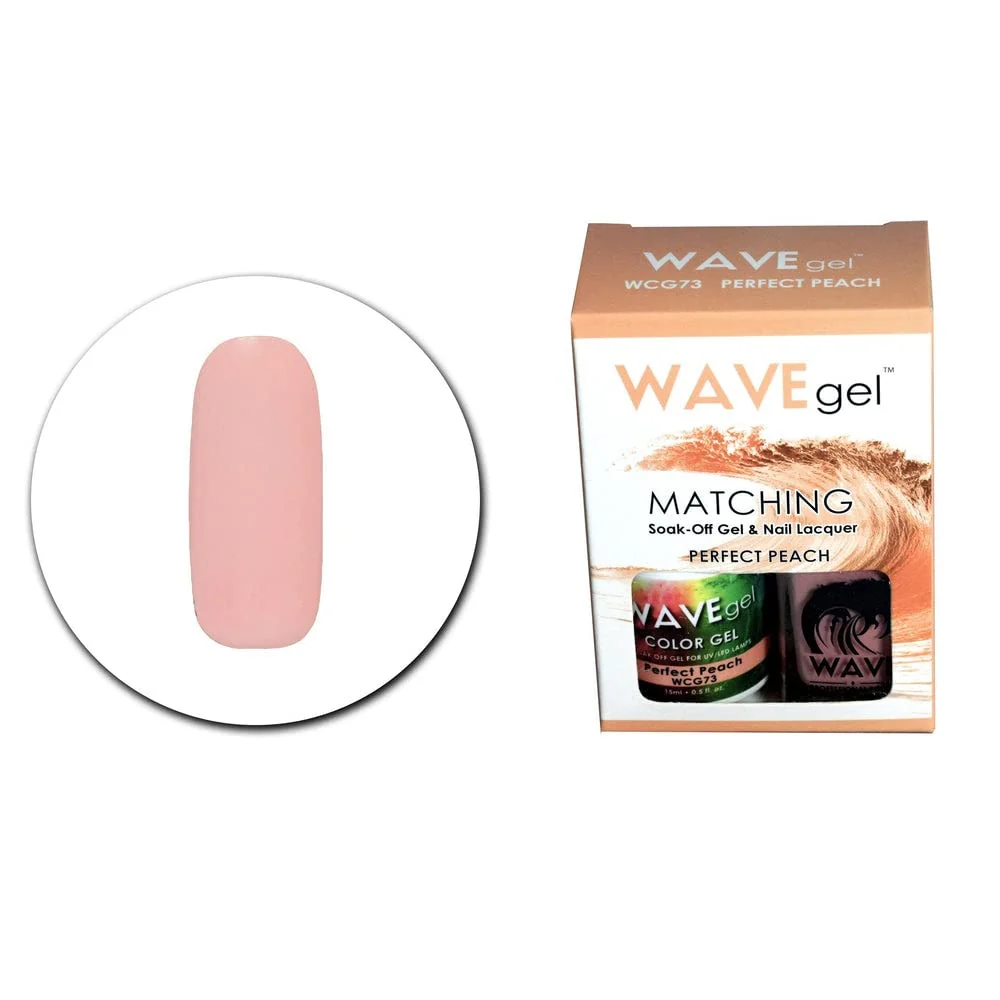 Easy-to-Use WAVEGEL Soak-0ff Gel Nail Lacquer Matching Duo Set - Peach - WCG73-73 I 0.5 Oz Premium