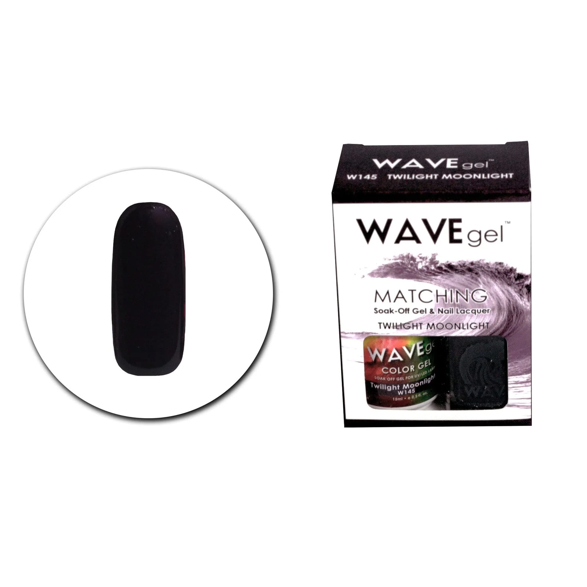 Official WAVEGEL Soak-0ff Gel Nail Lacquer Matching Duo Set - Twilight Moonlight - W145-145 I 0.5 Oz Sophisticated