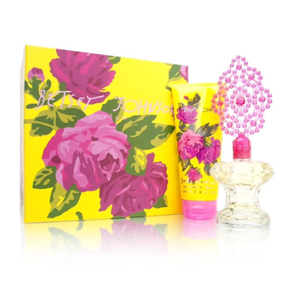 Trendy Betsey Johnson by Betsey Johnson for Women 2 Piece Set Includes 3.4 oz Eau De Parfum Spray 6.7 oz Bath Shower Gel Flexible