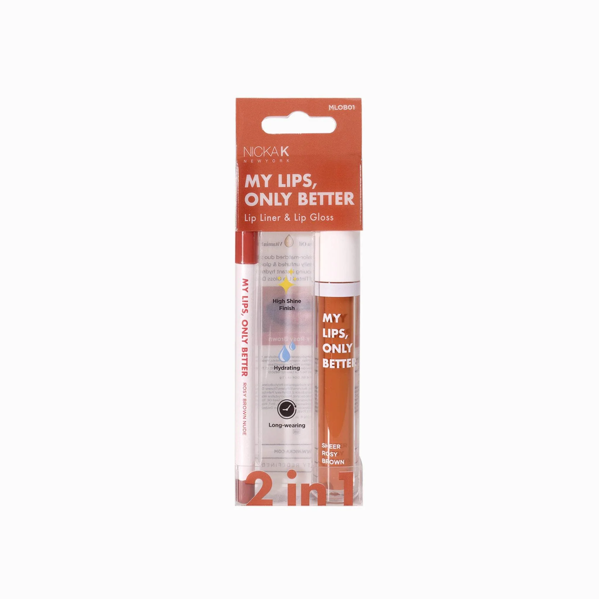 Stylish NICKA K NEW YORK My Lips Only Better Lip Liner and Lip Gloss Lip Mask Set Sheer Rosy Brown Flexible