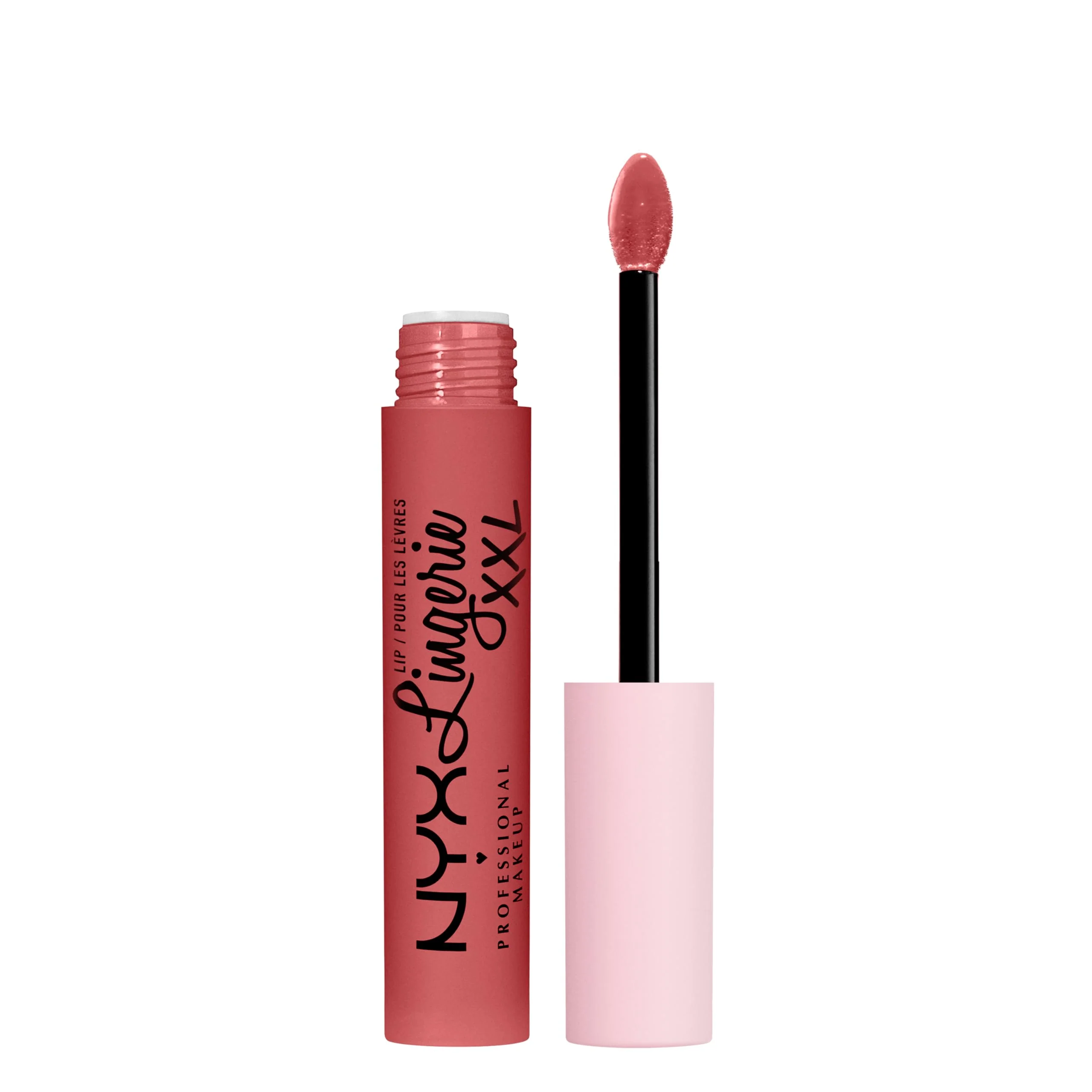 Enhanced NYX PROFESSIONAL MAKEUP Lip Lingerie XXL Matte Liquid Lipstick - Xxpose Me Peach Pink Consistent