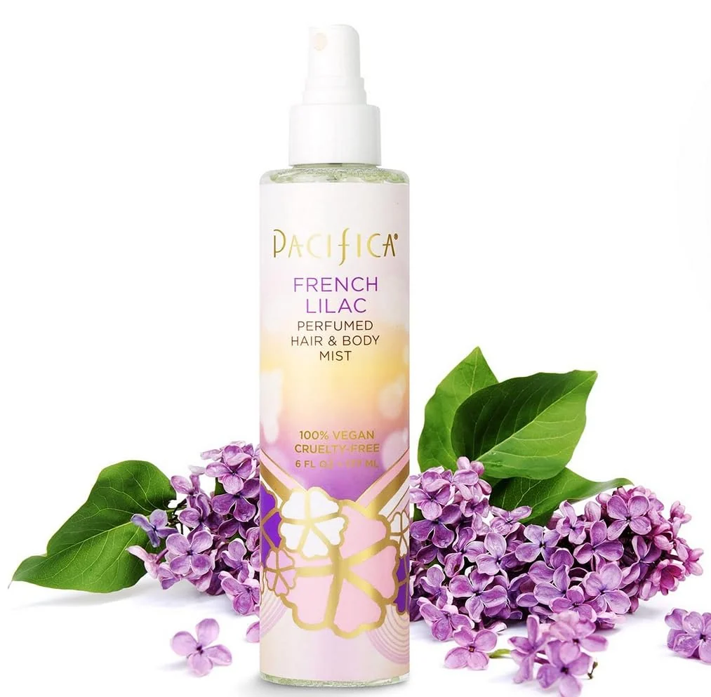 Certified Pacifica French Lilac Hair Body Mist - Clean Vegan Floral Hair Perfume Spray for Women Fresh-Cut Lilac Magnolia Heliotrope Notes Alcohol- Breathable