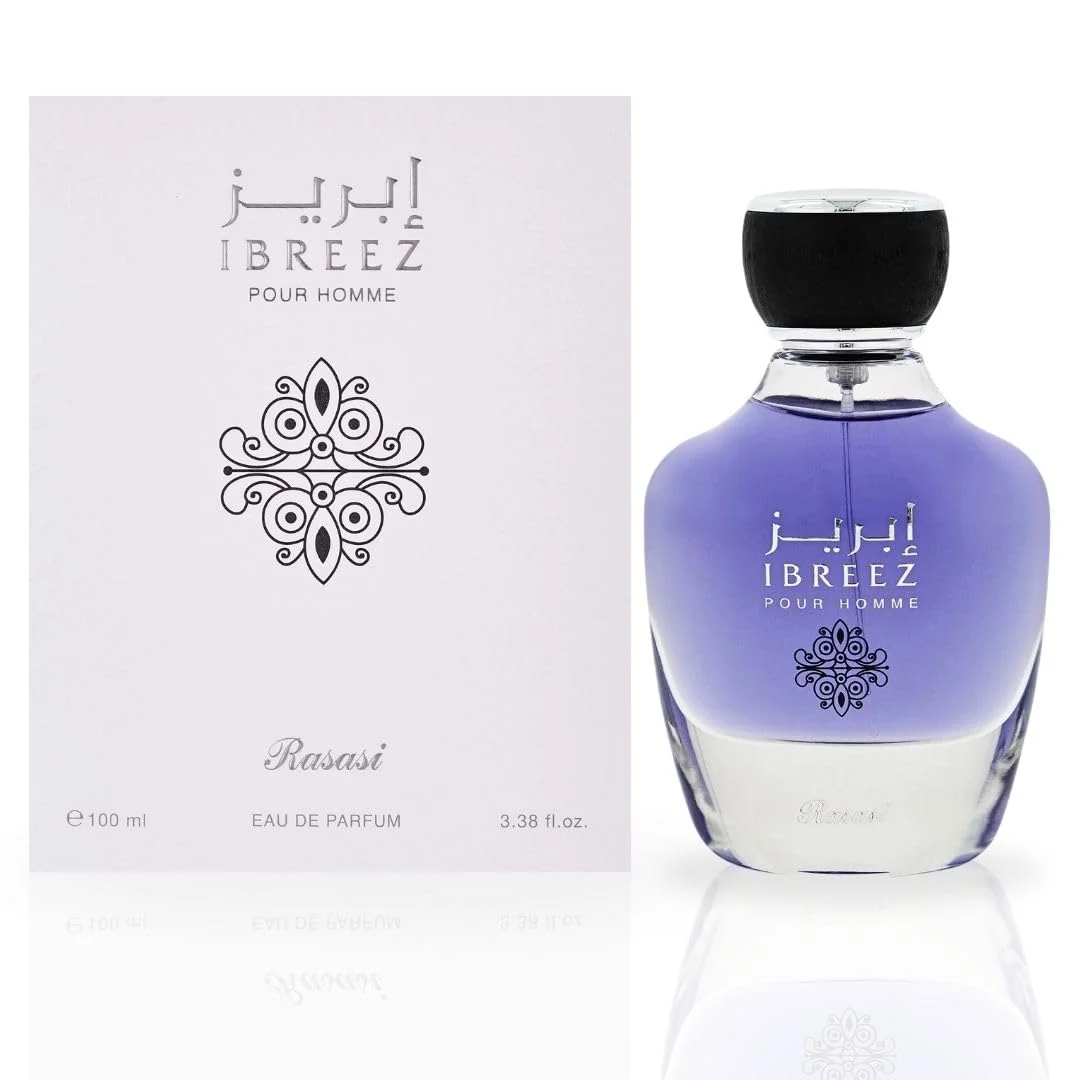 Fine Crafted RASASI Ibreez Eau De Parfum Spray 100ML 3.38 OZ Long Lasting Arabian Perfume for Men with Citrus Lavender Bergamot And Aquatic Notes - A First-Class