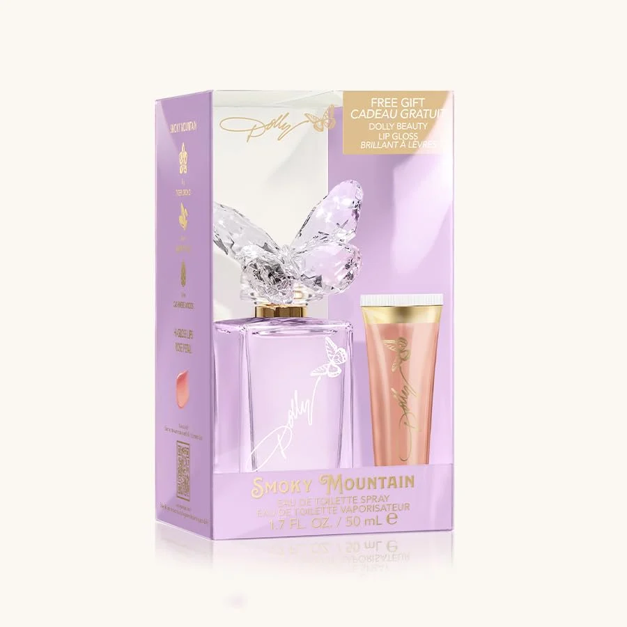 Green SCENT BEAUTY Dolly Parton Smoky Mountain Eau de Toilette and Lip Gloss - Fruity Floral Perfume for Women with Tiger Orchid Tonka Cashmere Woods Optimized