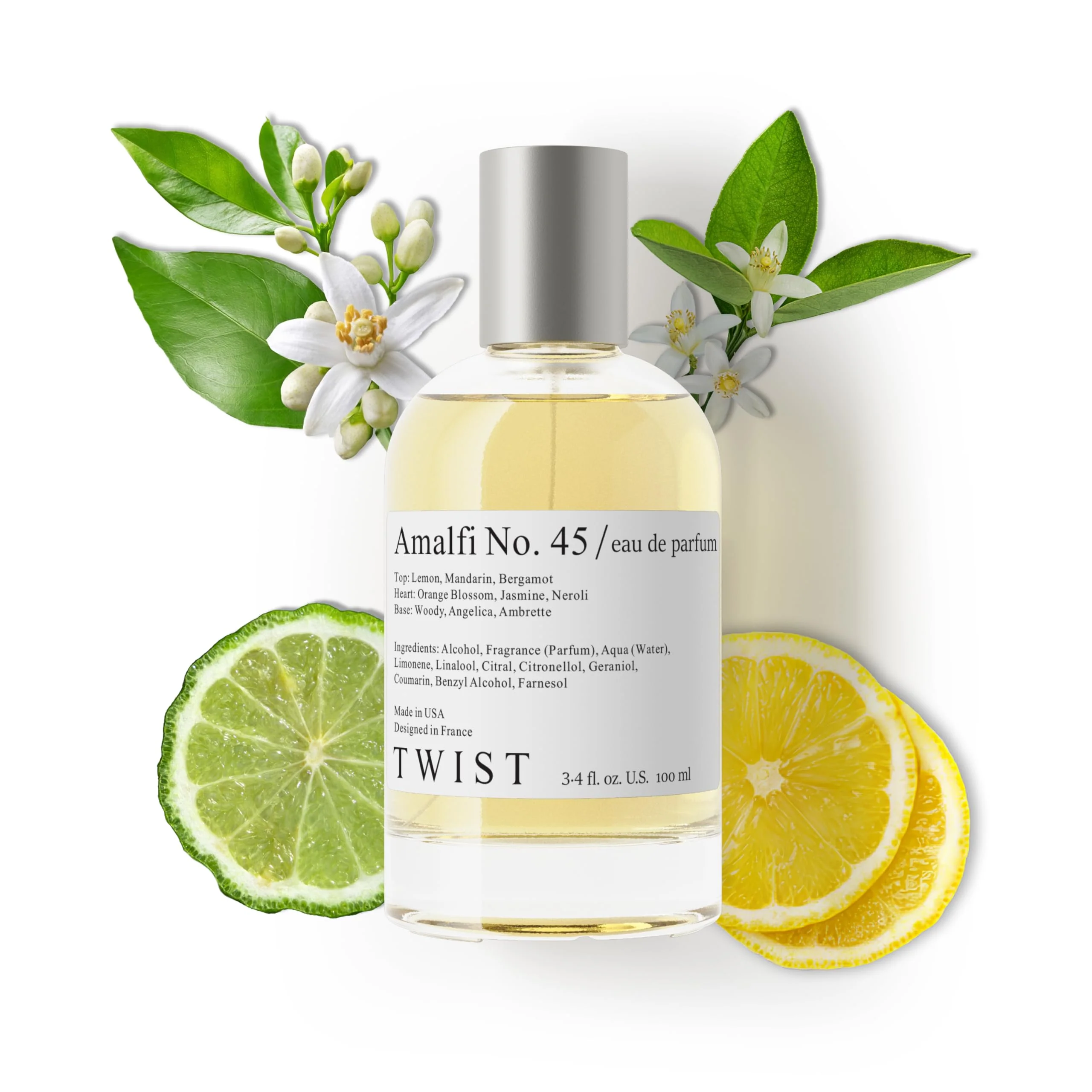 Modern Twist Amalfi No. 45 - Eau De Parfum Inspired by T. Ford's Neroli Portofino Long-Lasting Perfume For Women Men Paraben Vegan Clean Efficient