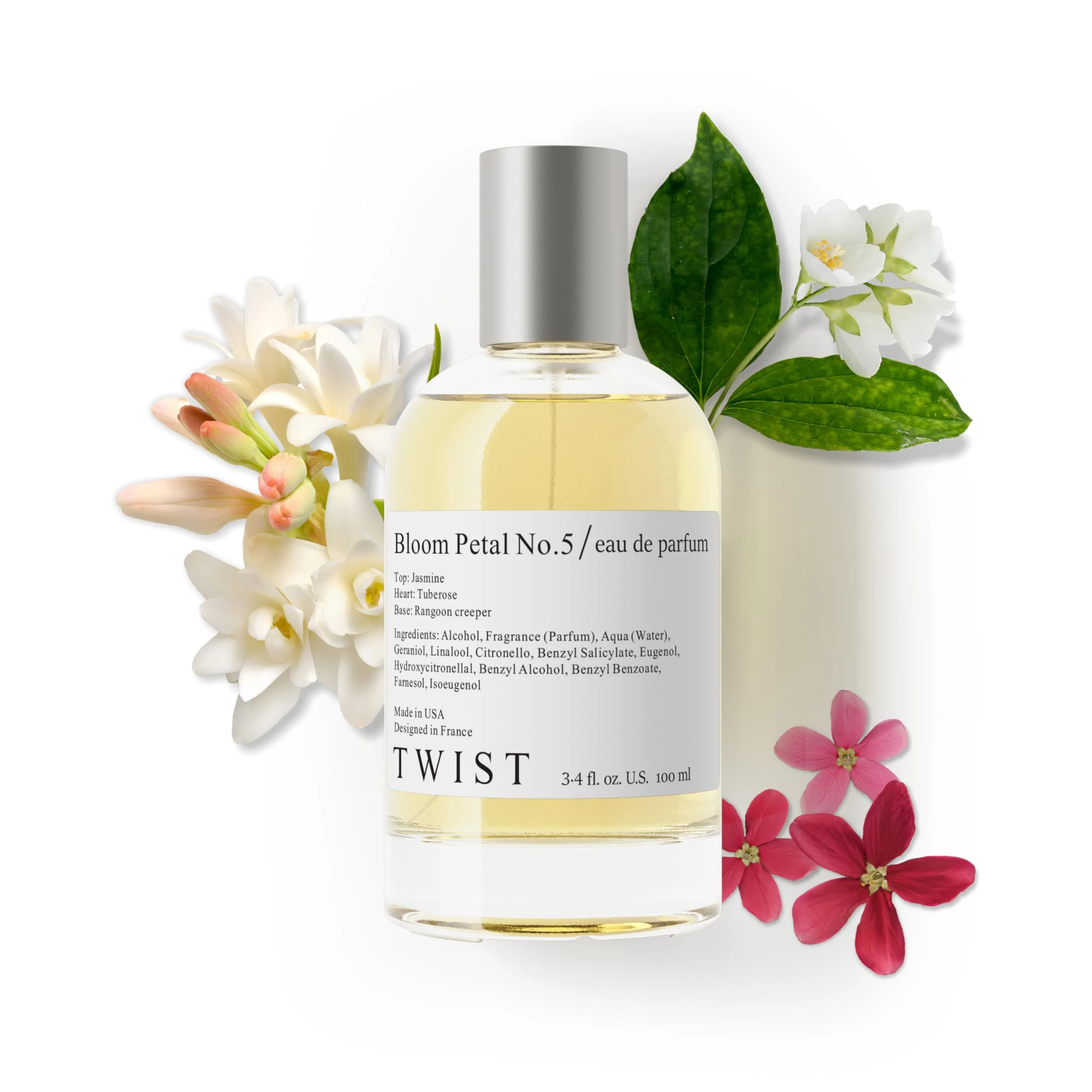 Luxury Twist - Bloom Petal No. 5 - Eau De Parfum Inspired by Guc. Bloom Long-Lasting Perfume For Women Jasmine Honeysuckle Vegan Clean Ingredients Quality