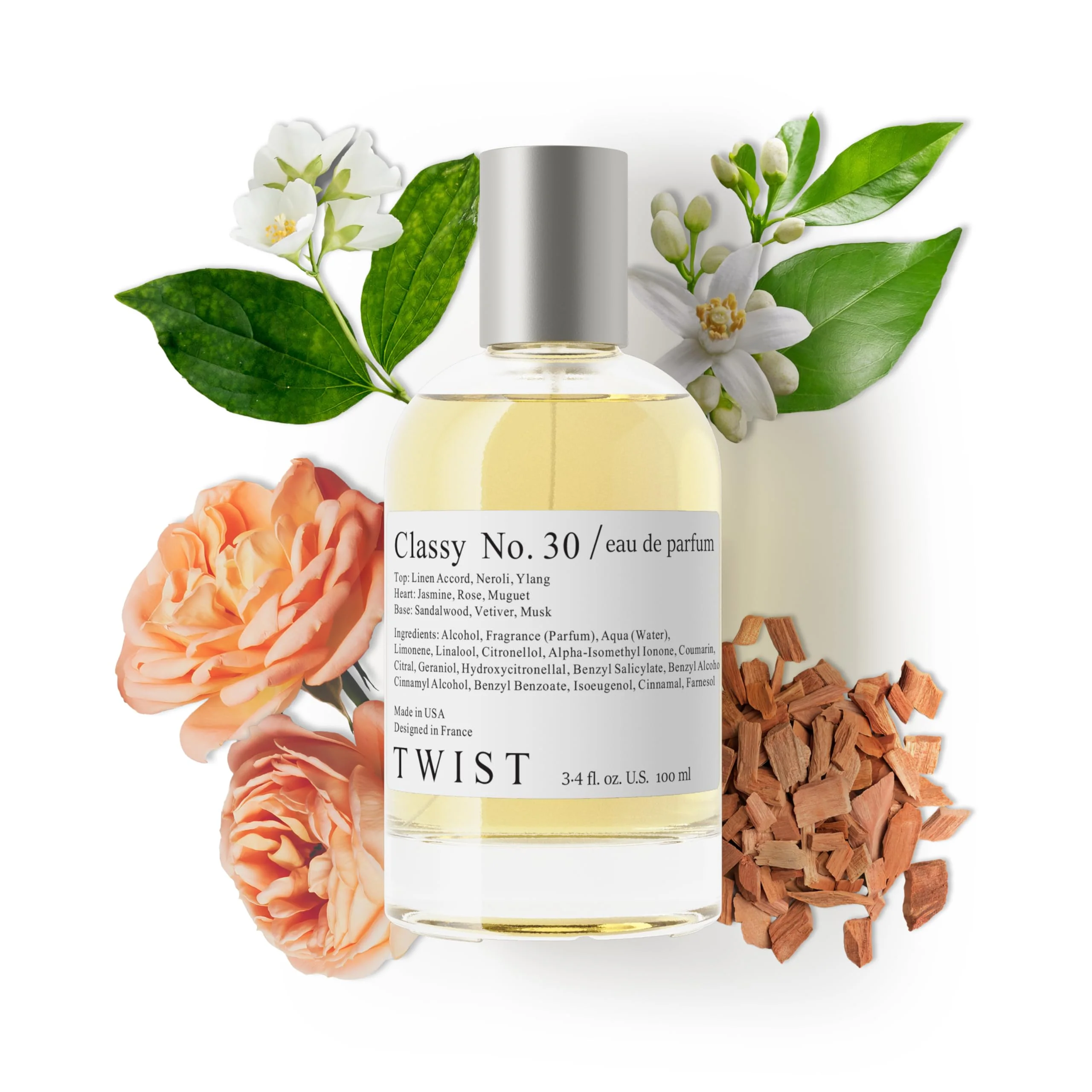 Quality Twist Classy No. 30 - Eau De Parfum Inspired by Chane. No. 5 Long-Lasting Perfume For Women Floral Aldehyde Vegan Clean Ingredients Fragrance Eco-Friendly